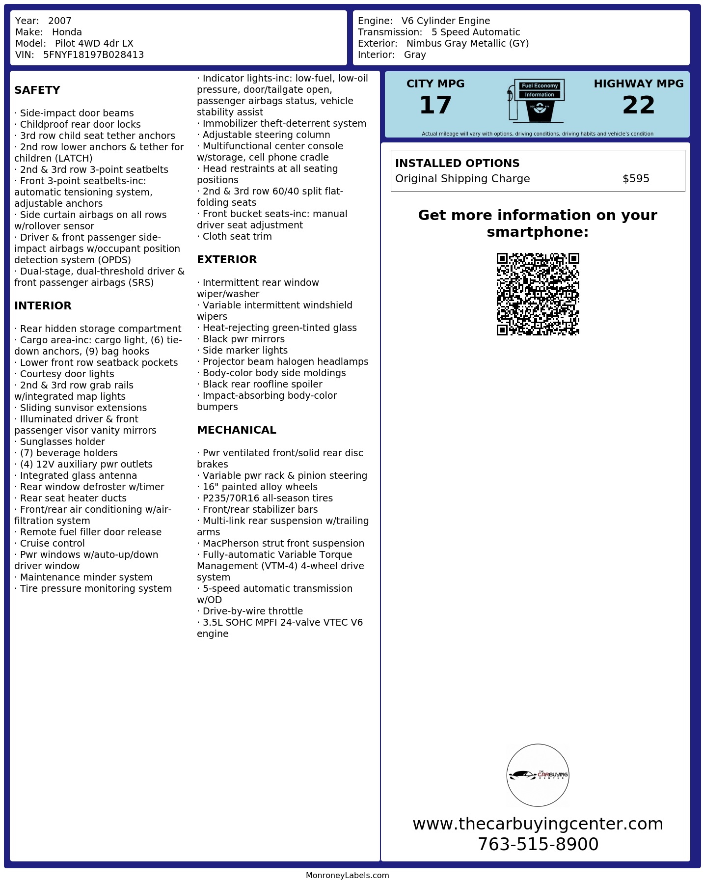 Monroney Label