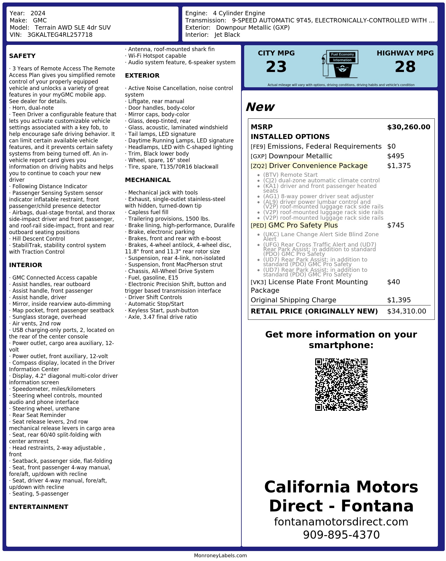 Monroney Label