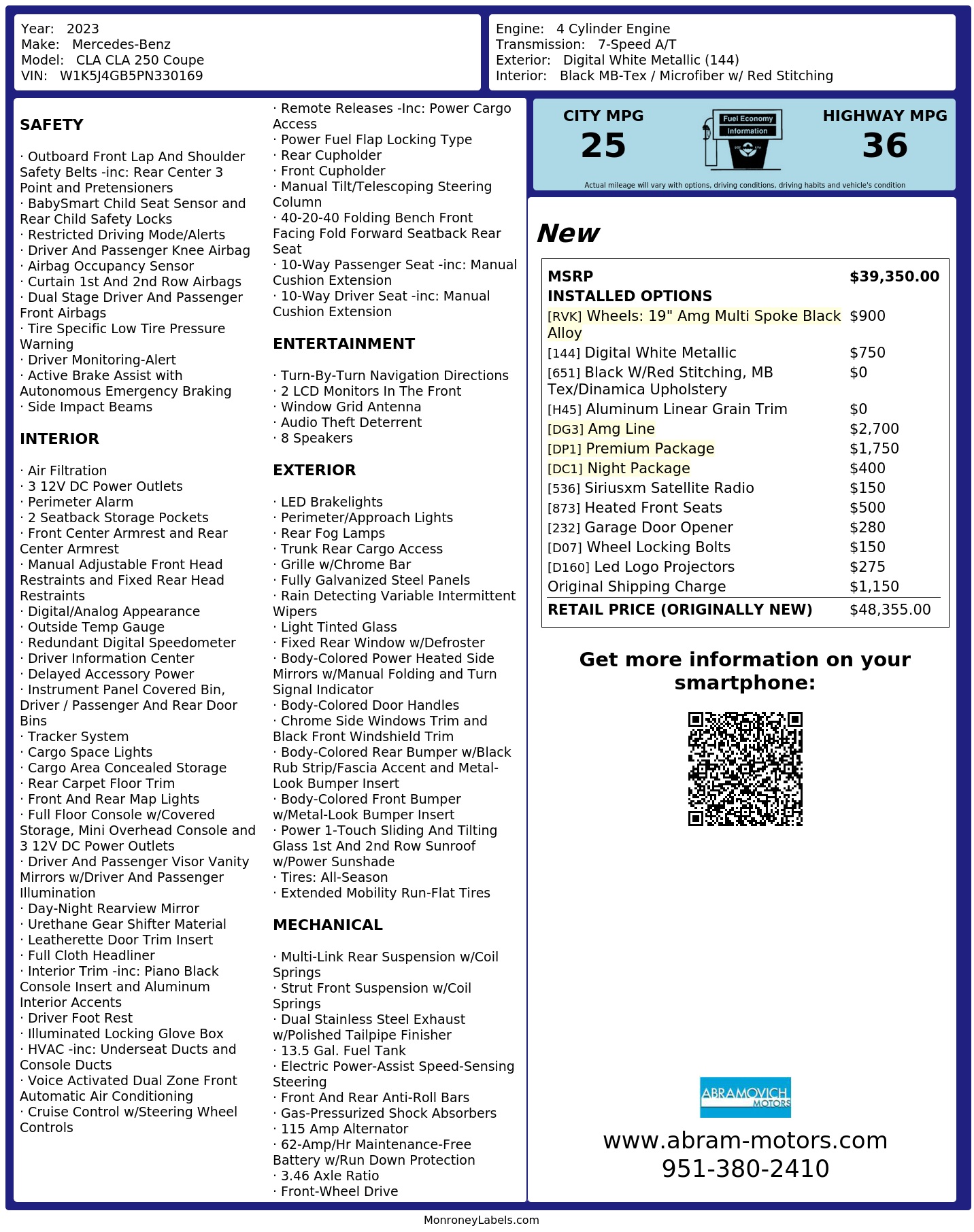 Monroney Label