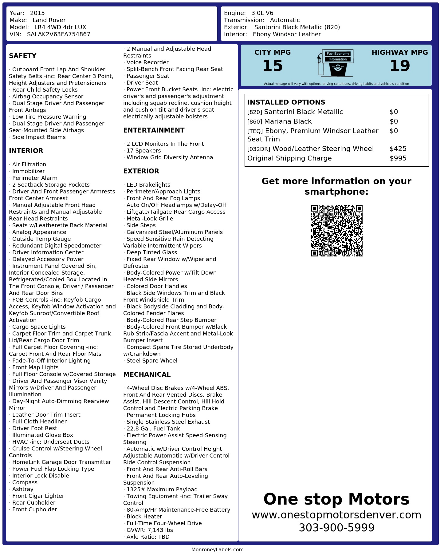 Monroney Label