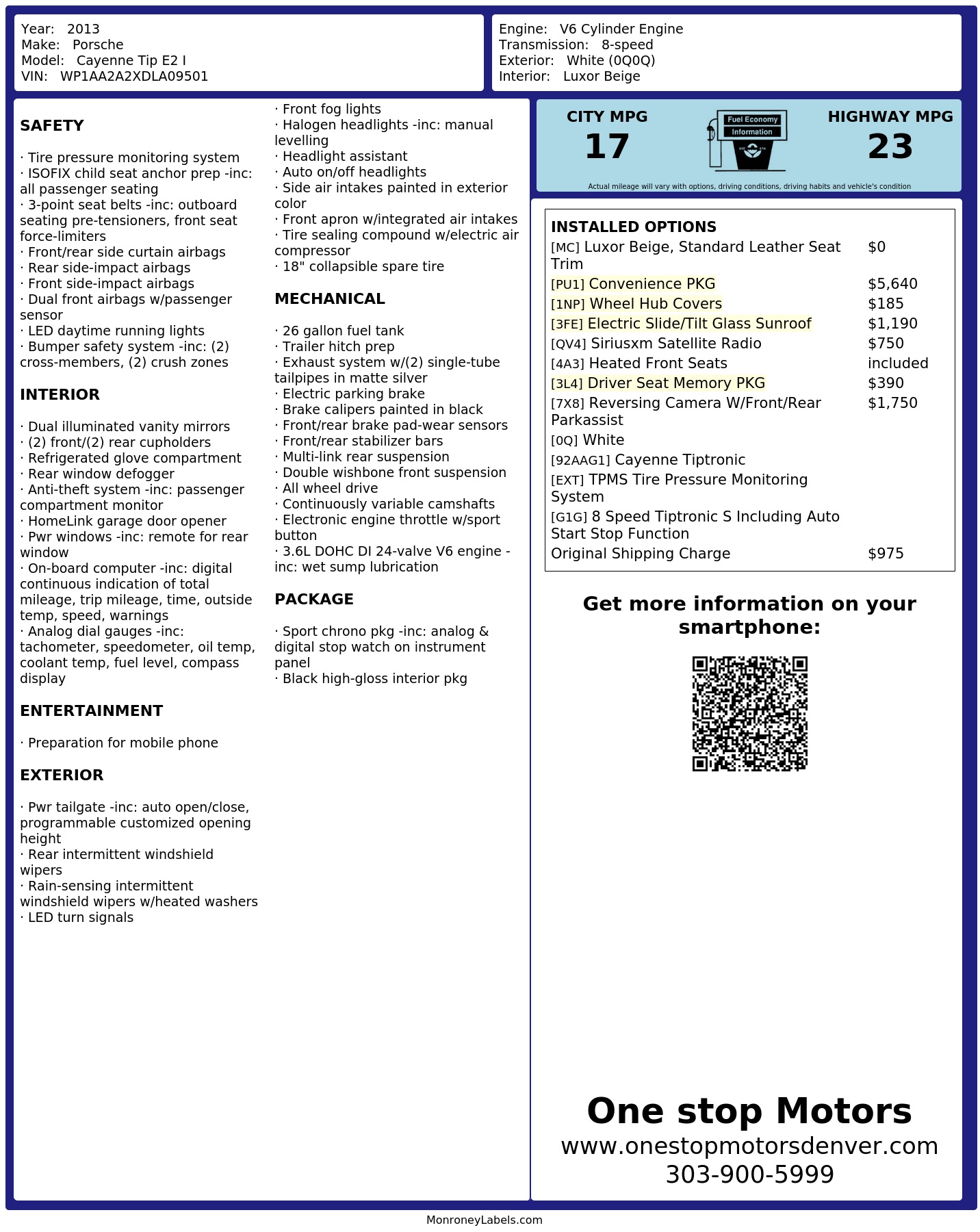 Monroney Label
