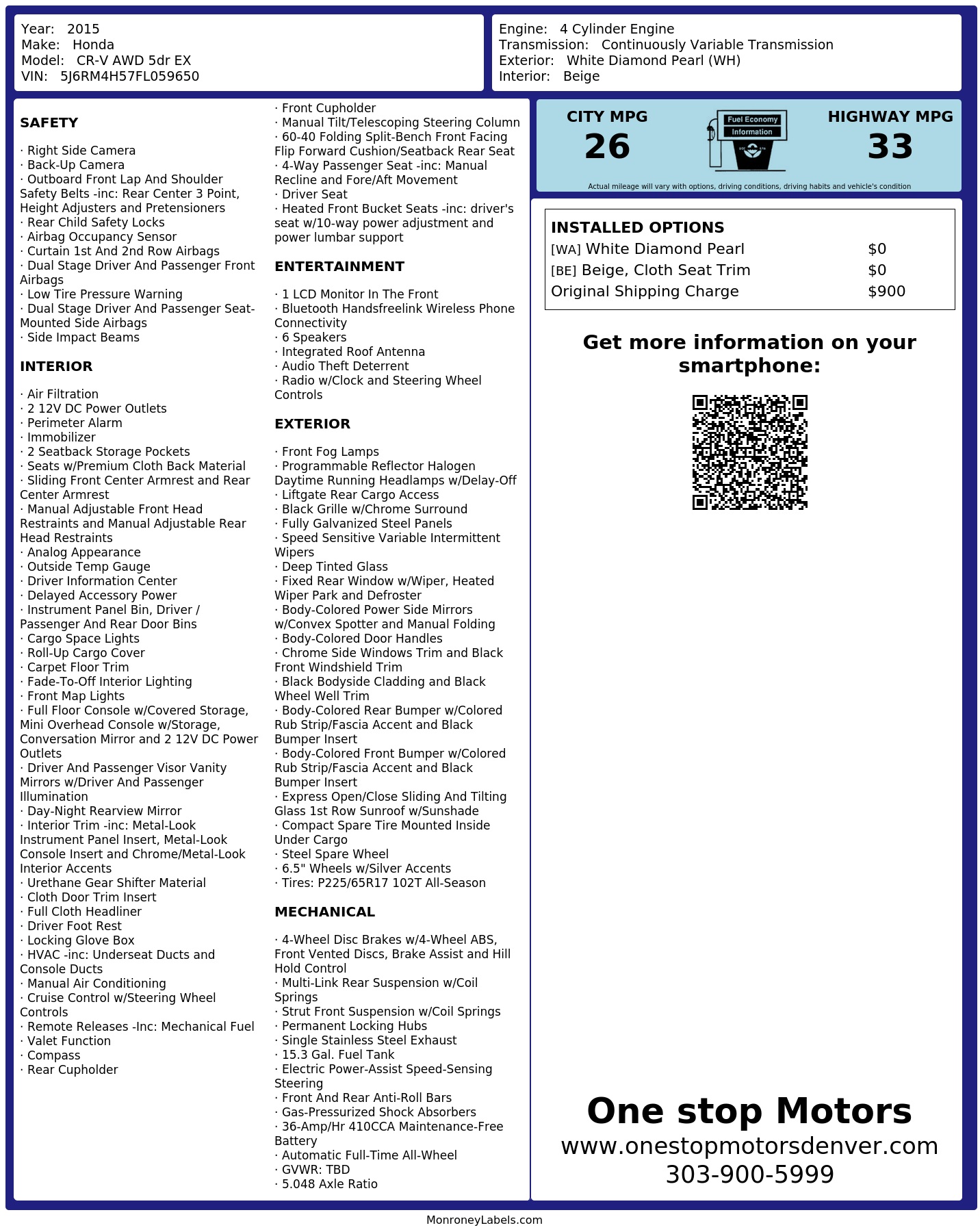 Monroney Label