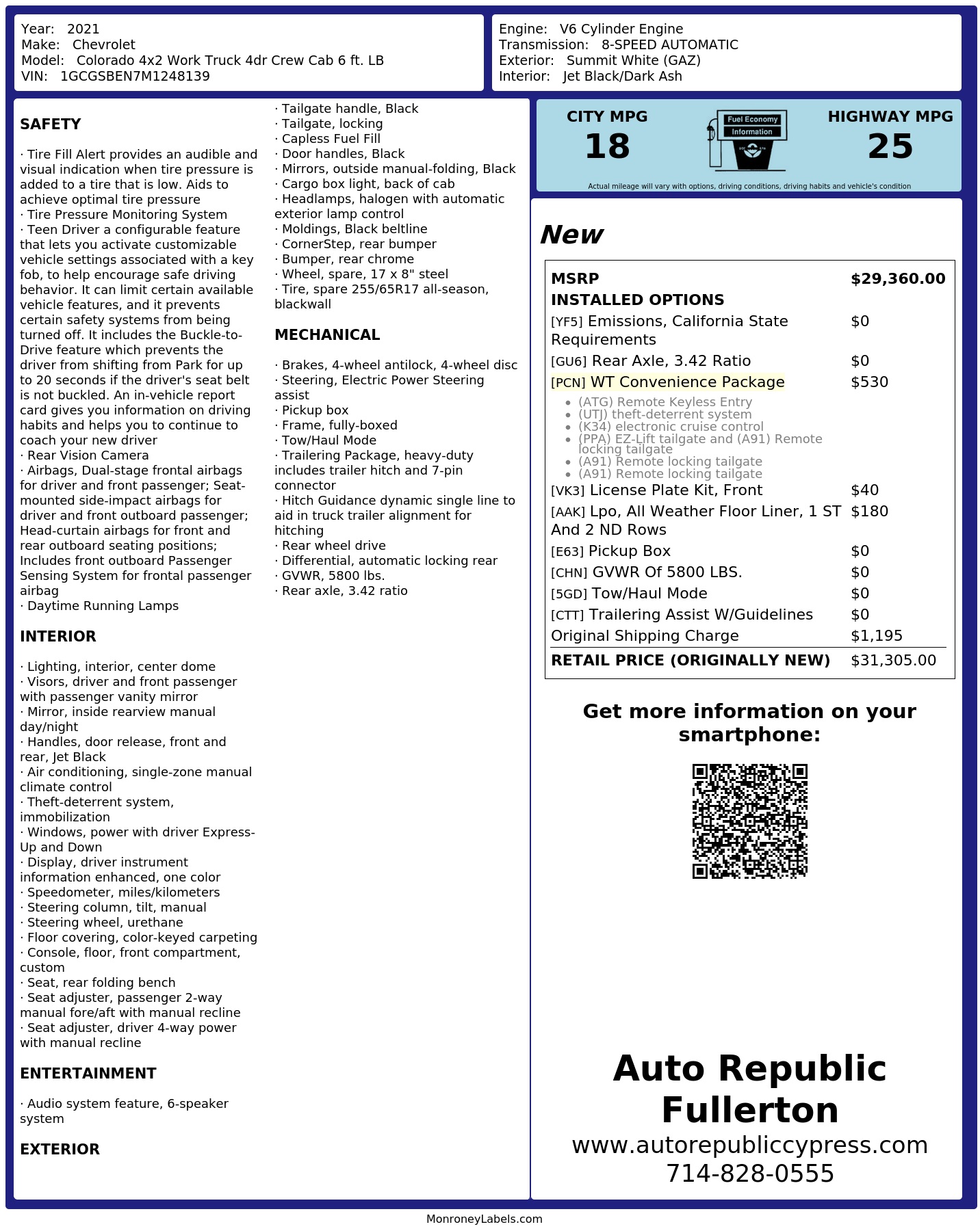 Monroney Label