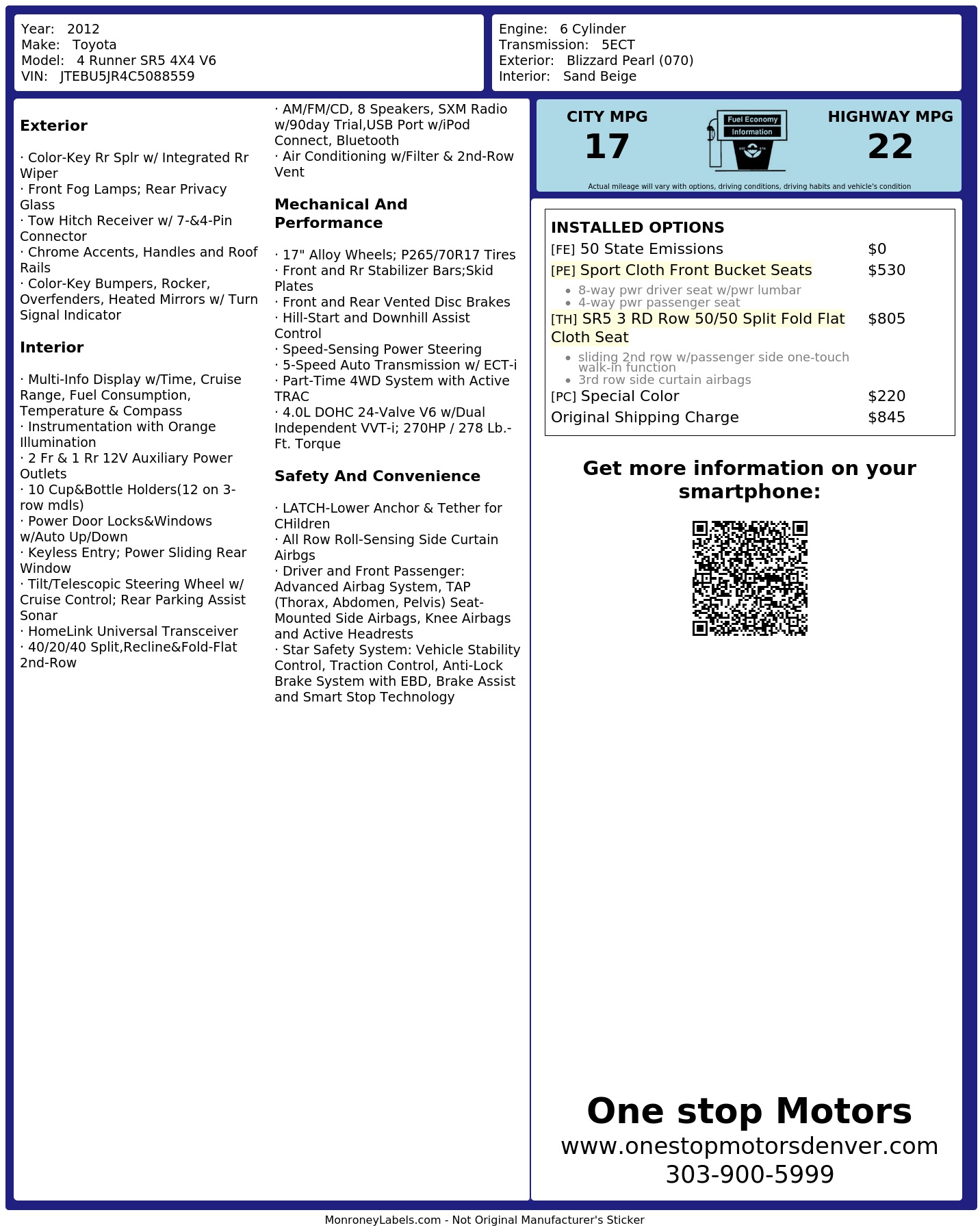 Monroney Label