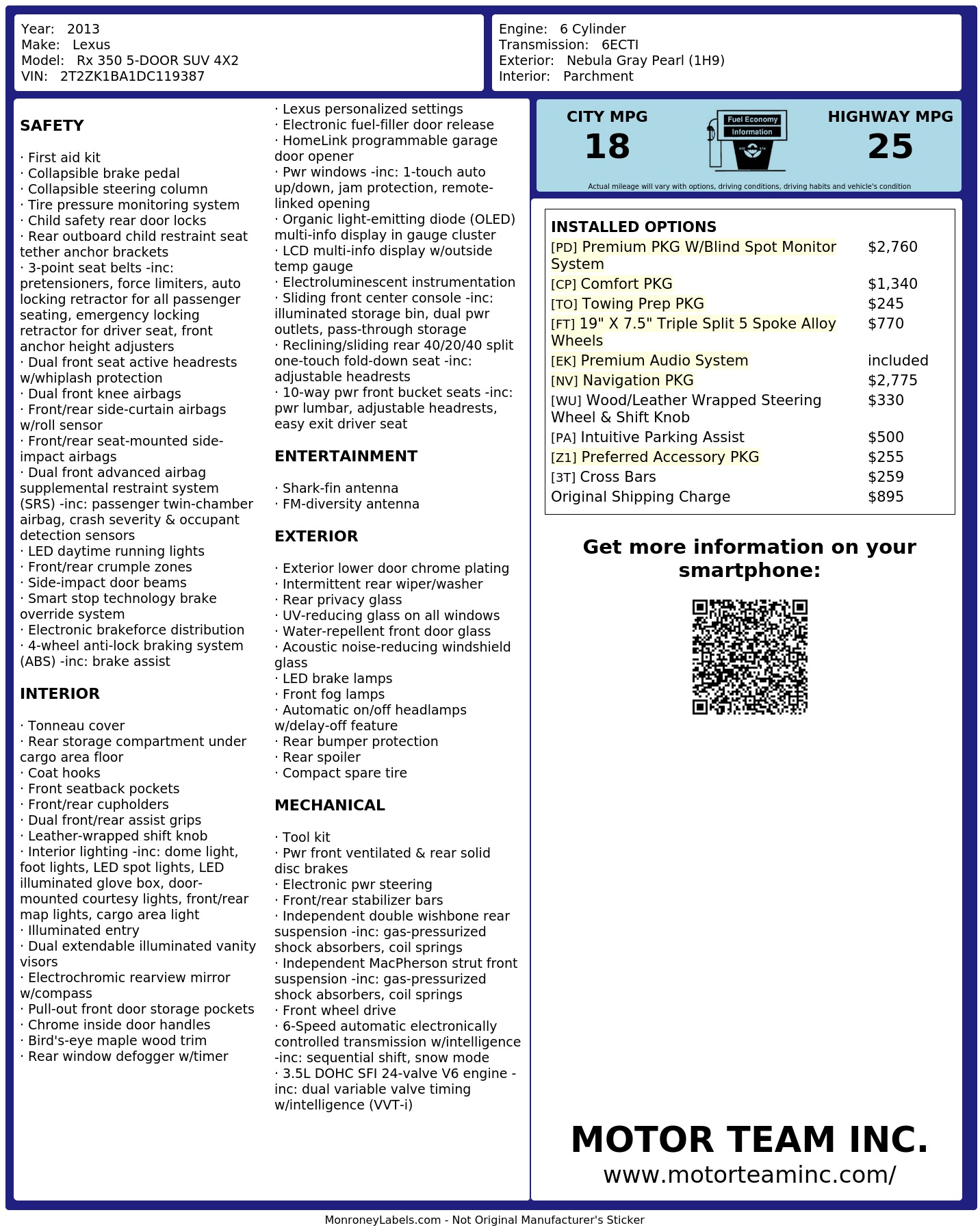 Monroney Label