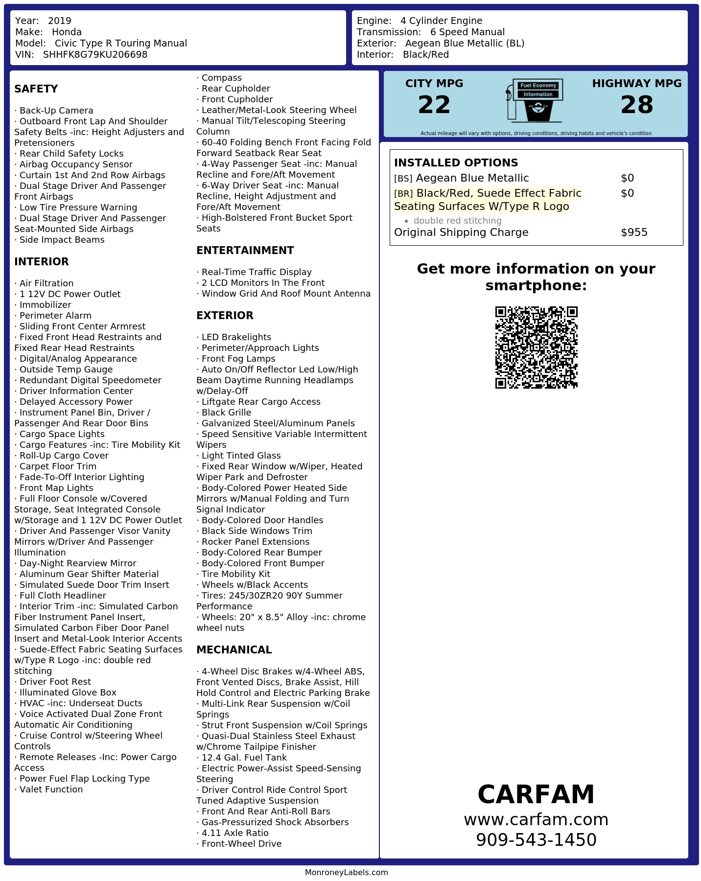 Monroney Label