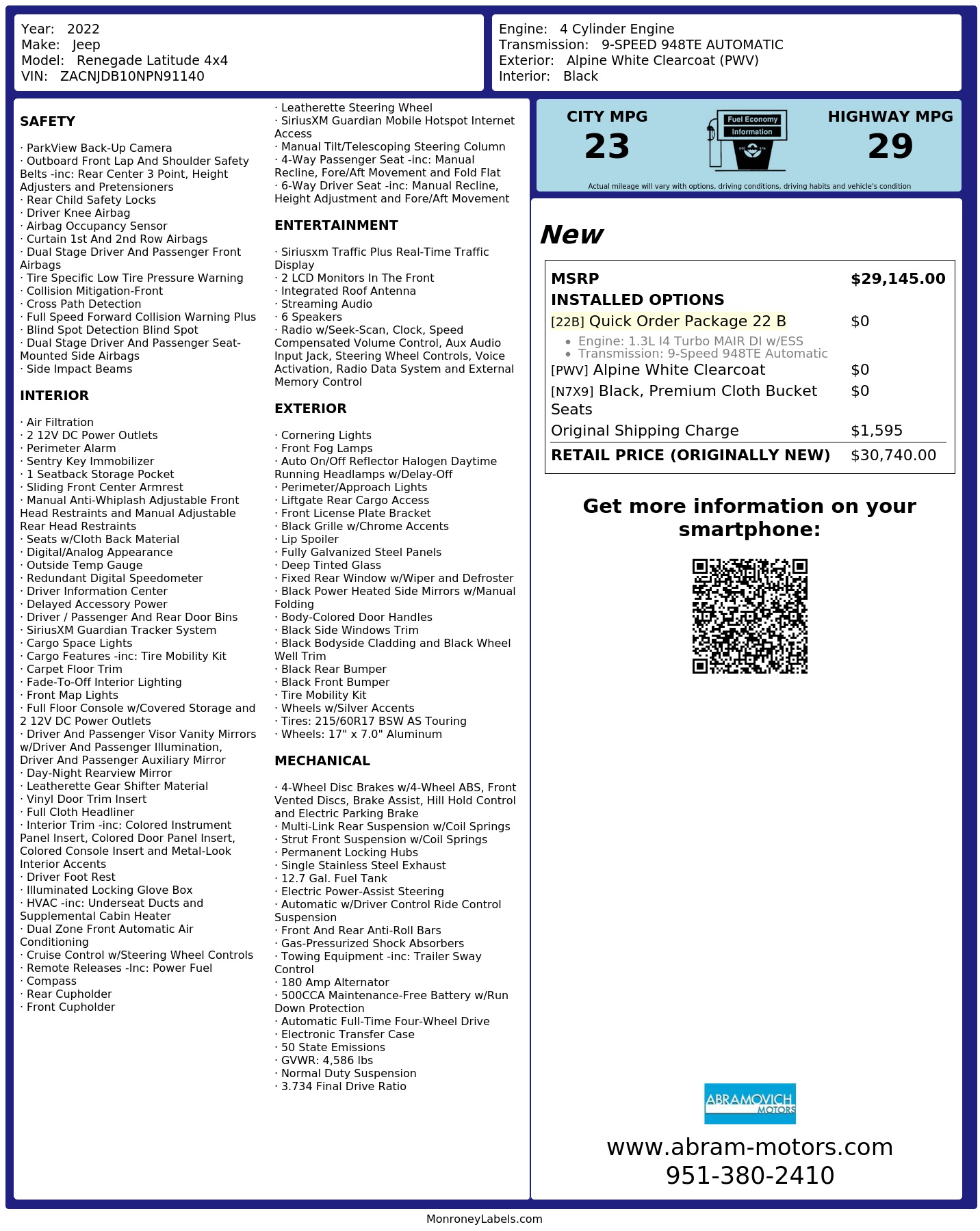 Monroney Label