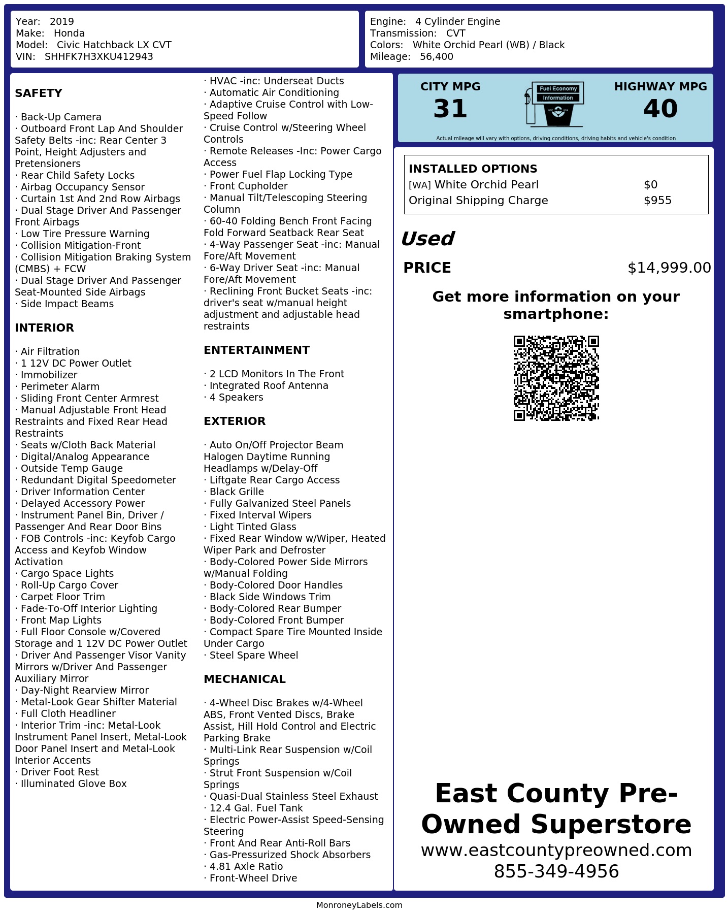 Monroney Label