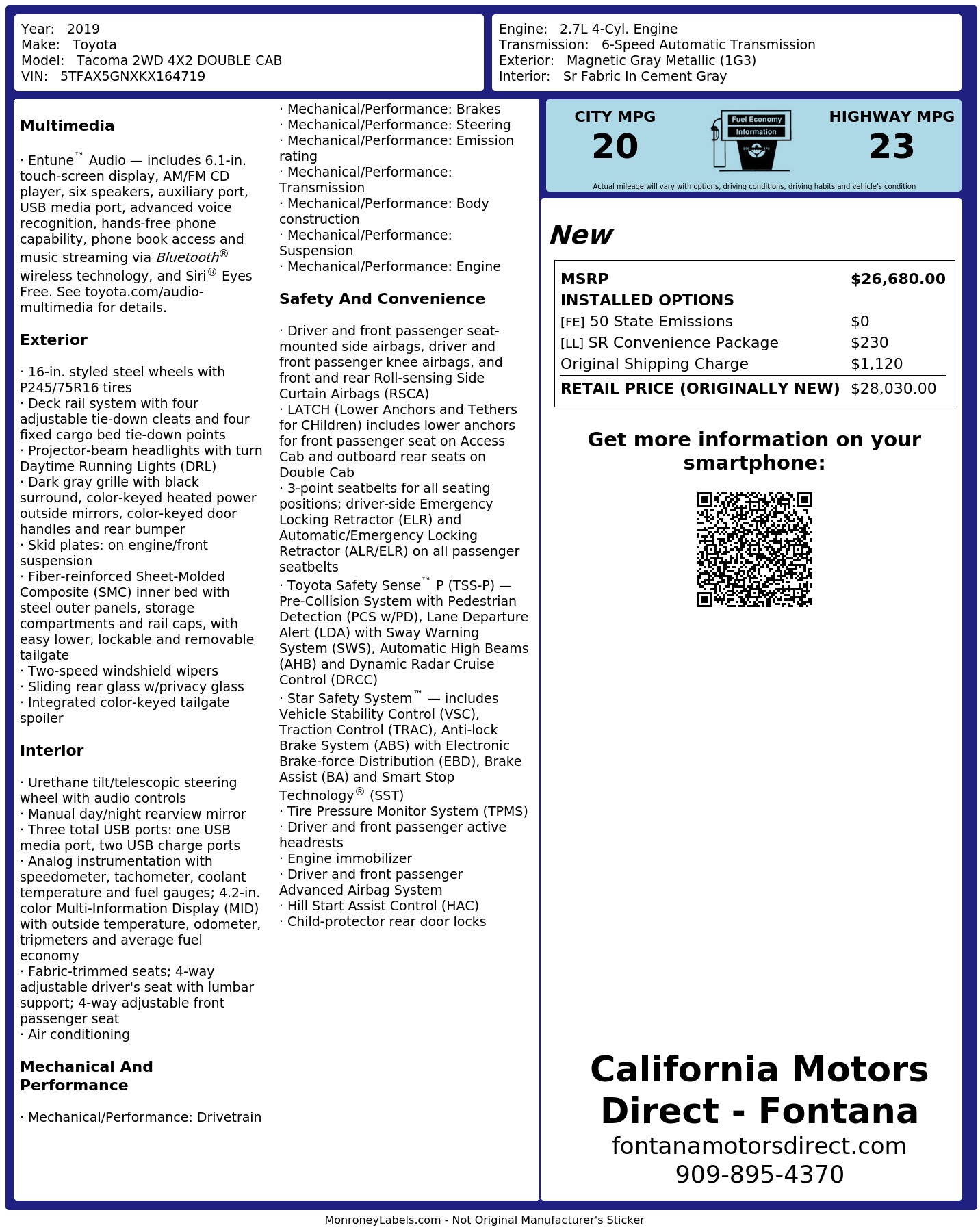 Monroney Label