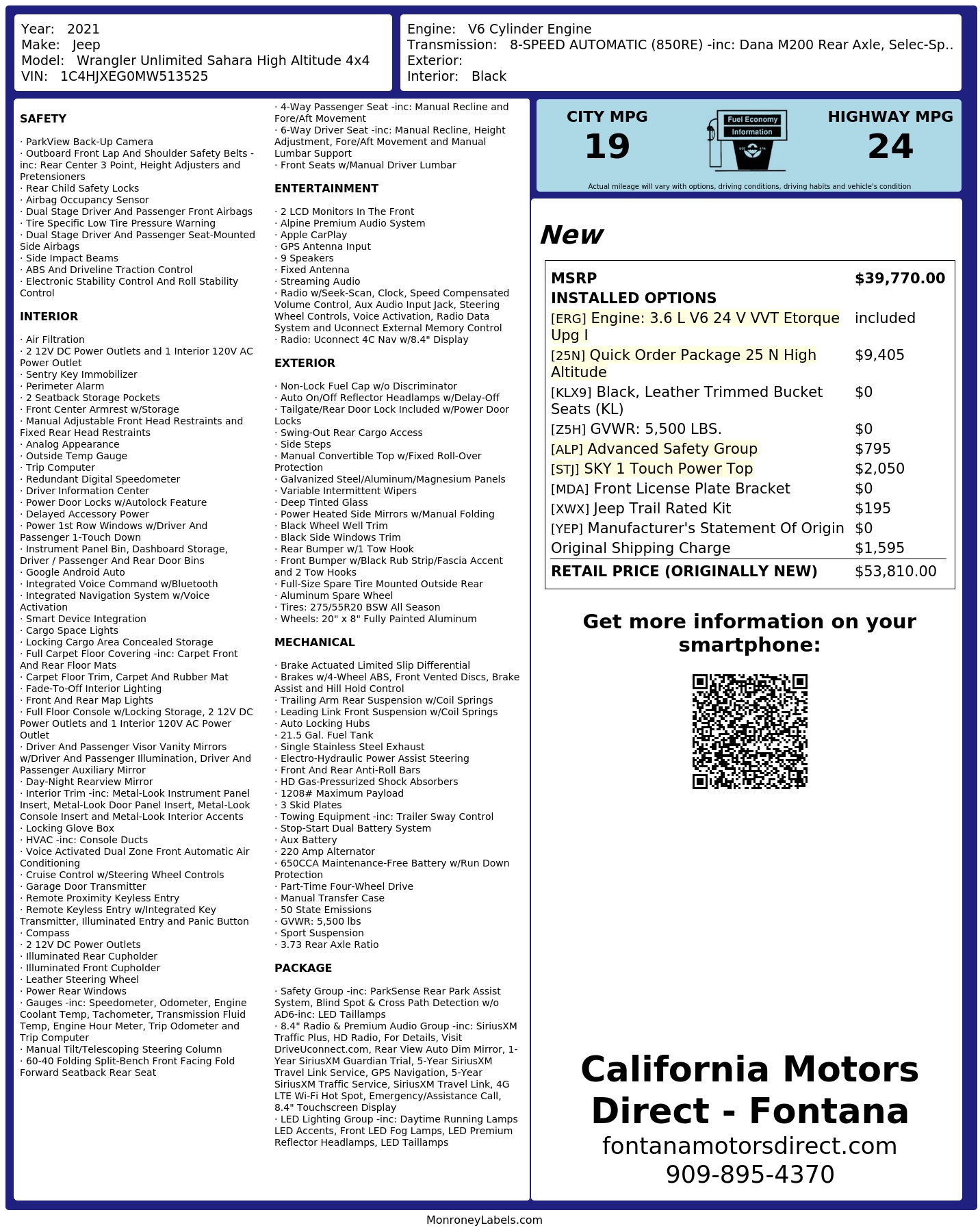 Monroney Label