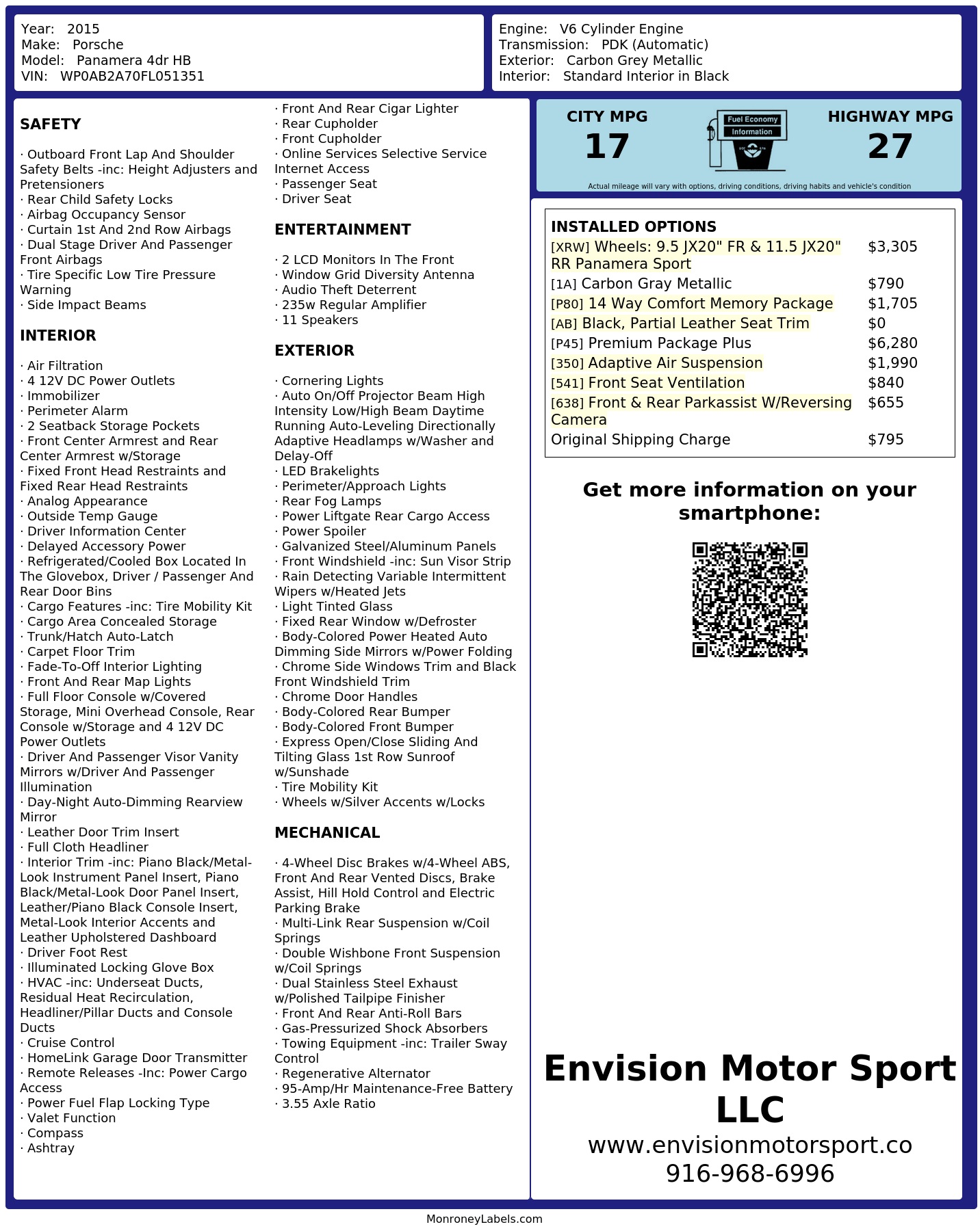 Monroney Label