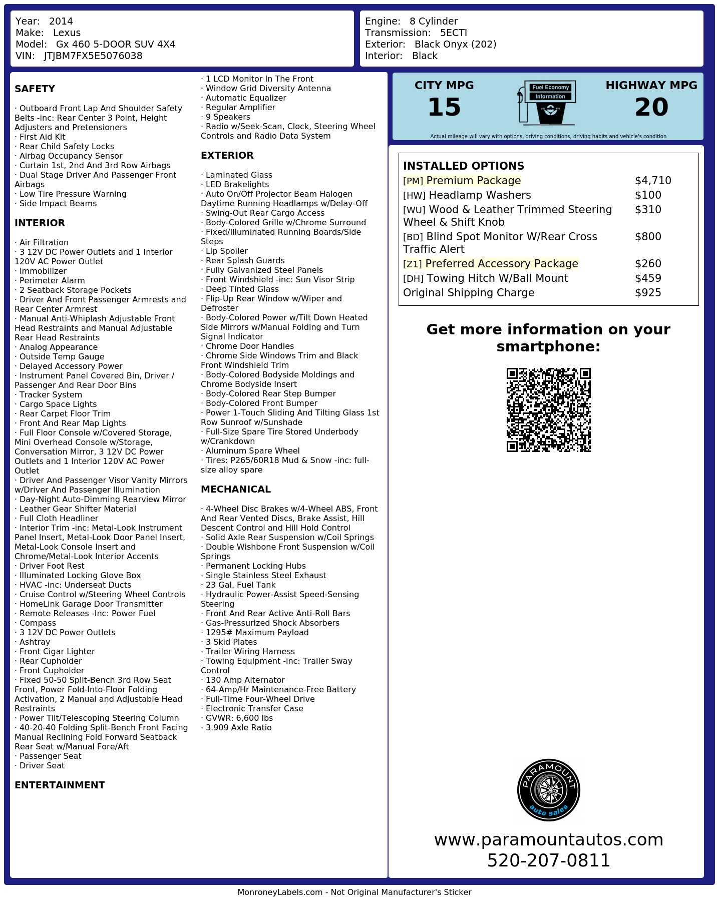 Monroney Label