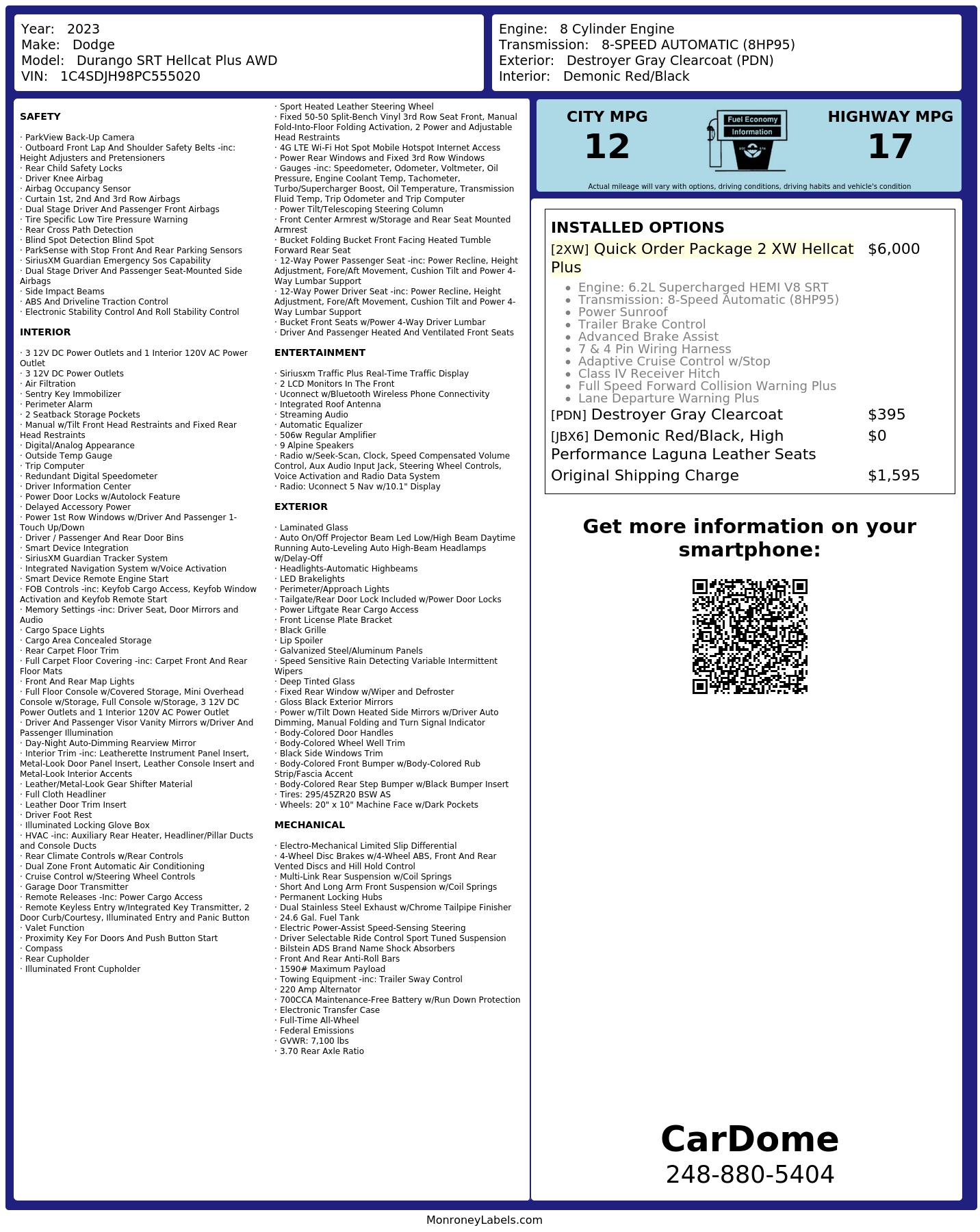 Monroney Label