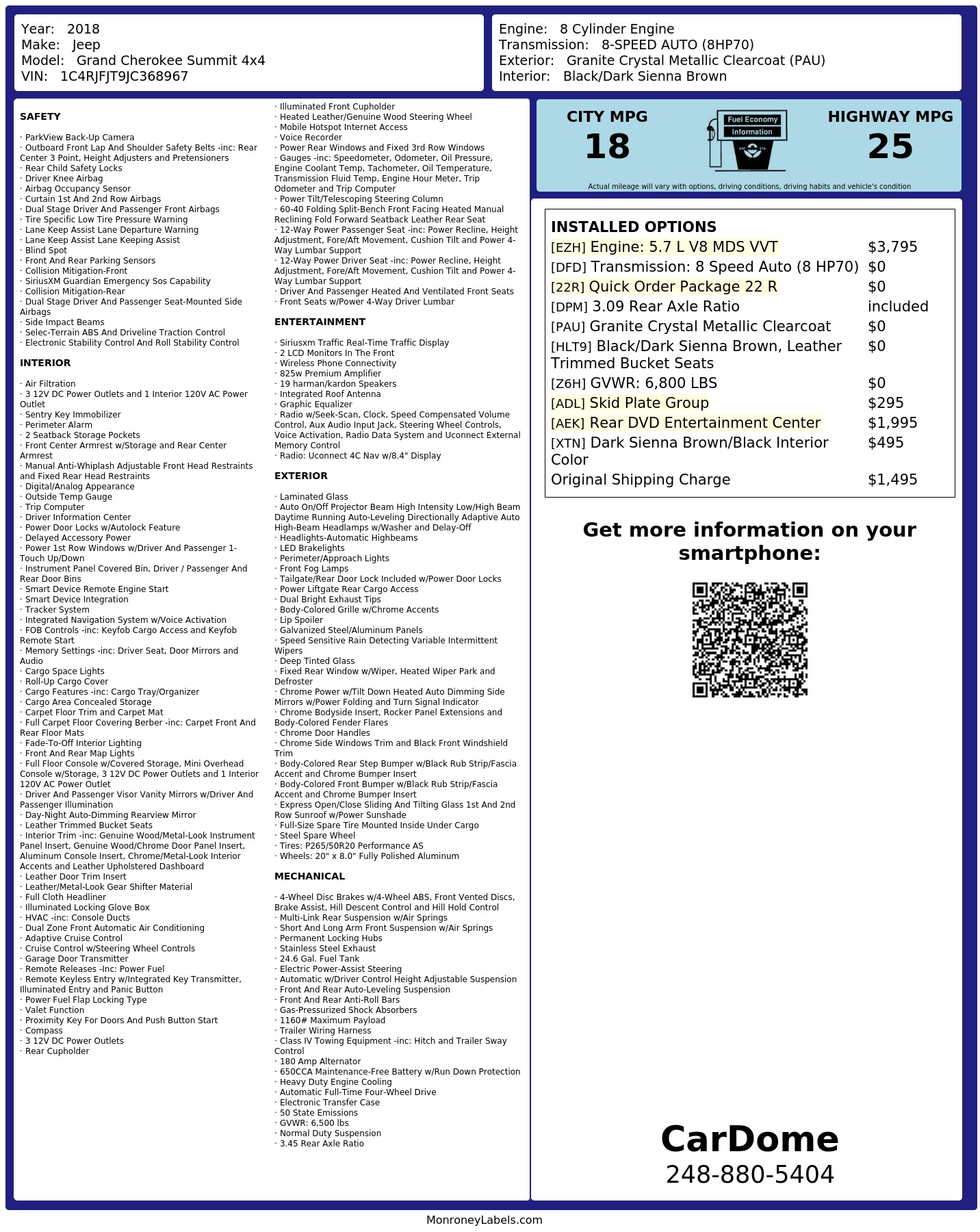 Monroney Label