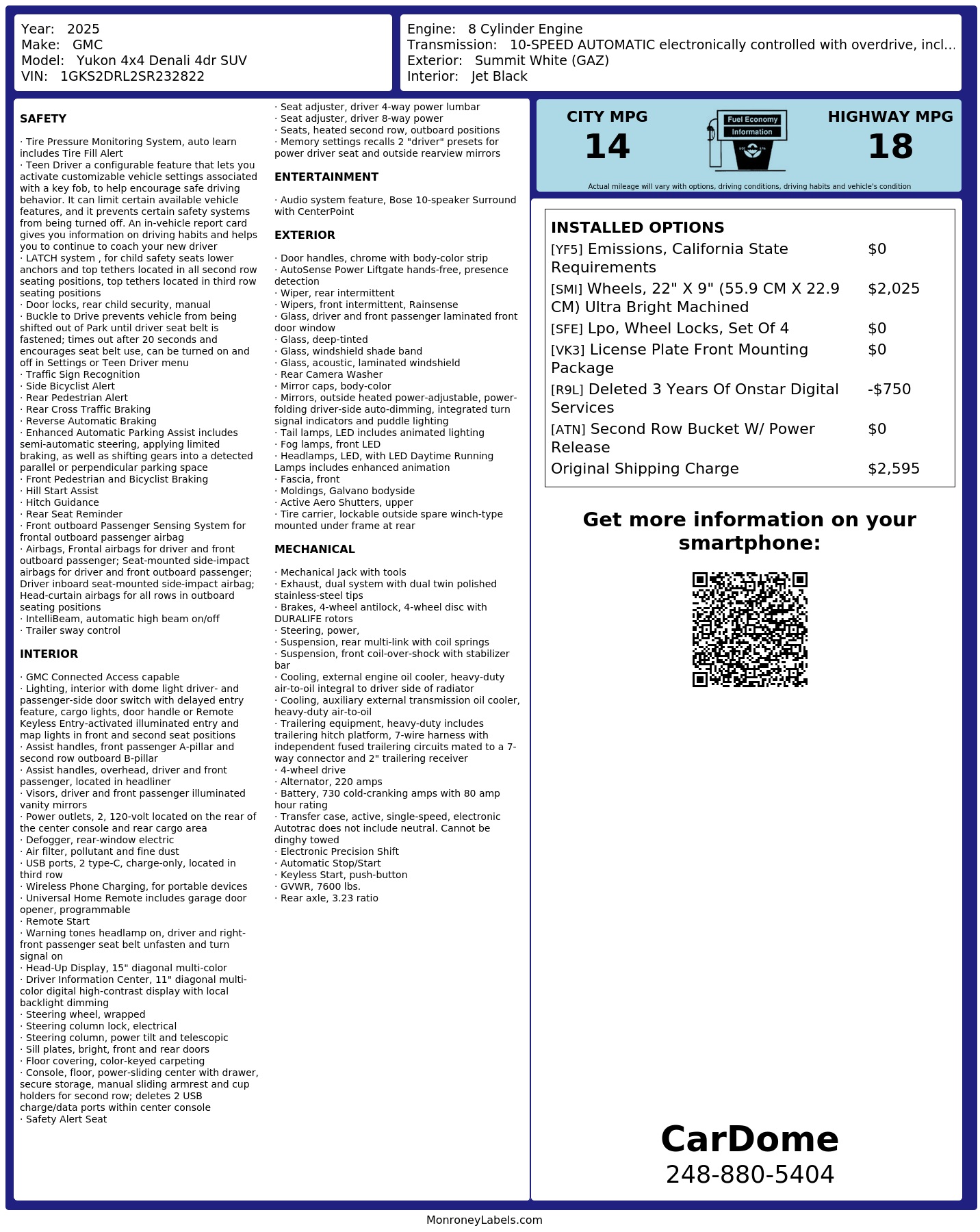 Monroney Label