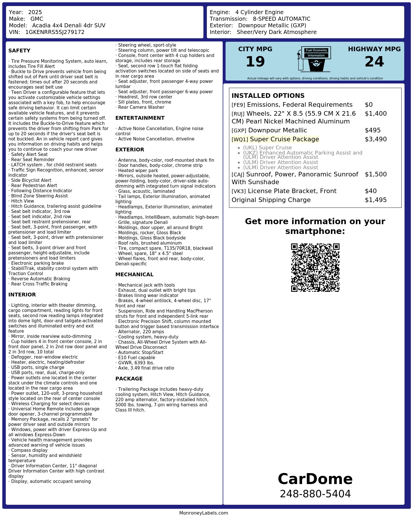 Monroney Label