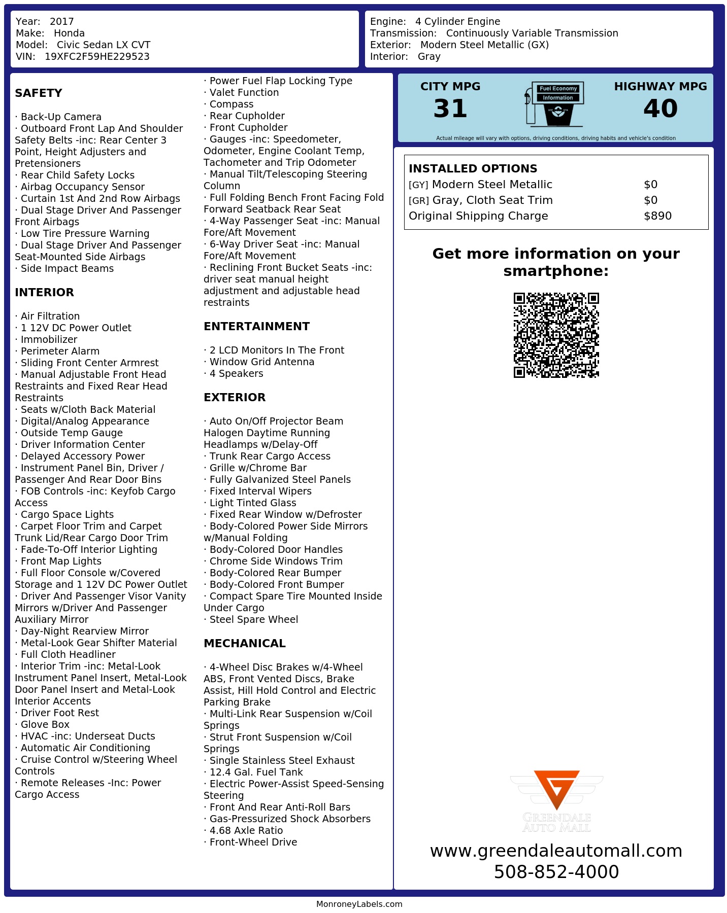 Monroney Label