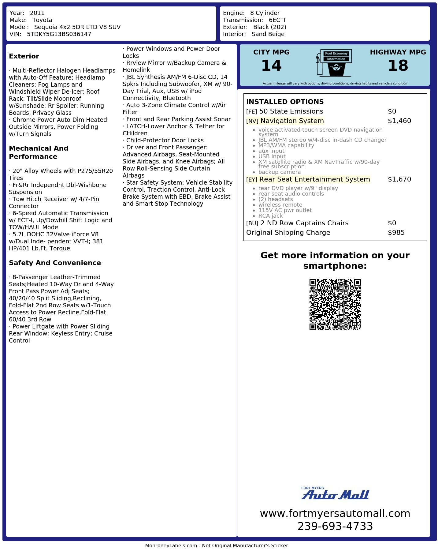 Monroney Label