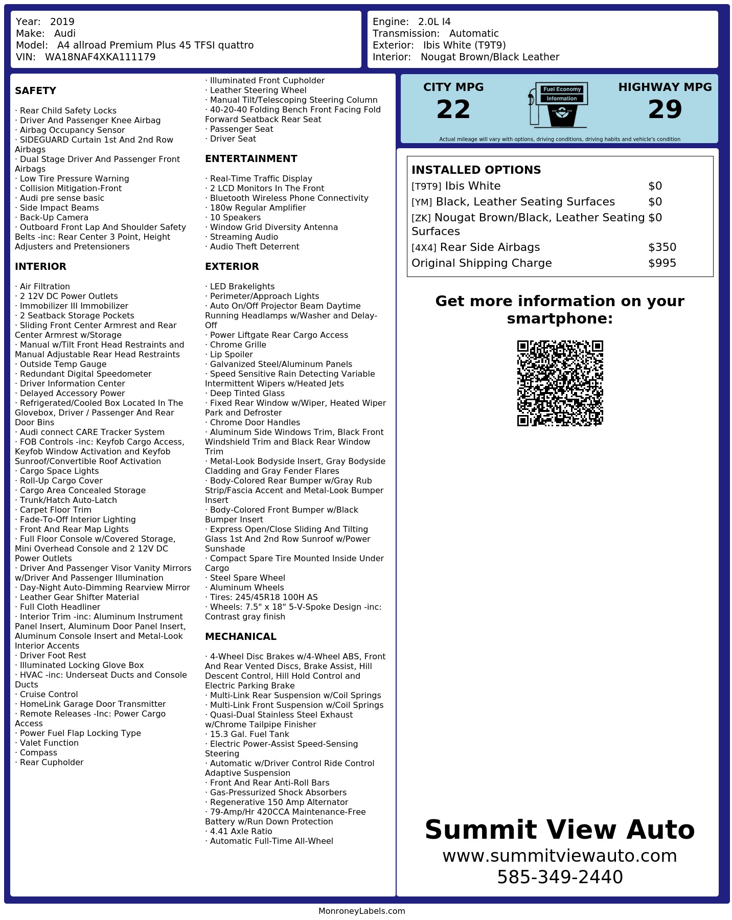 Monroney Label