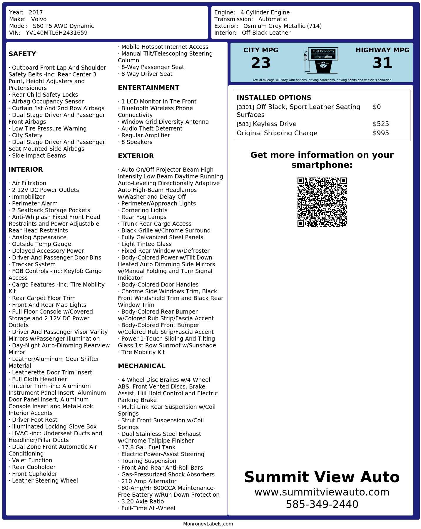 Monroney Label