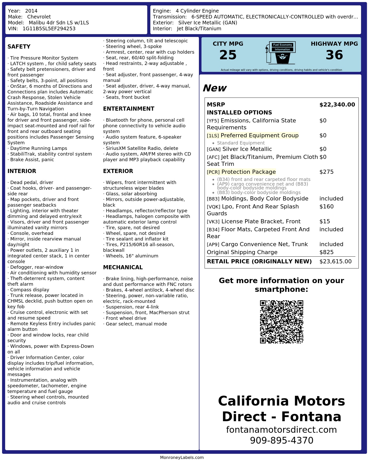 Monroney Label