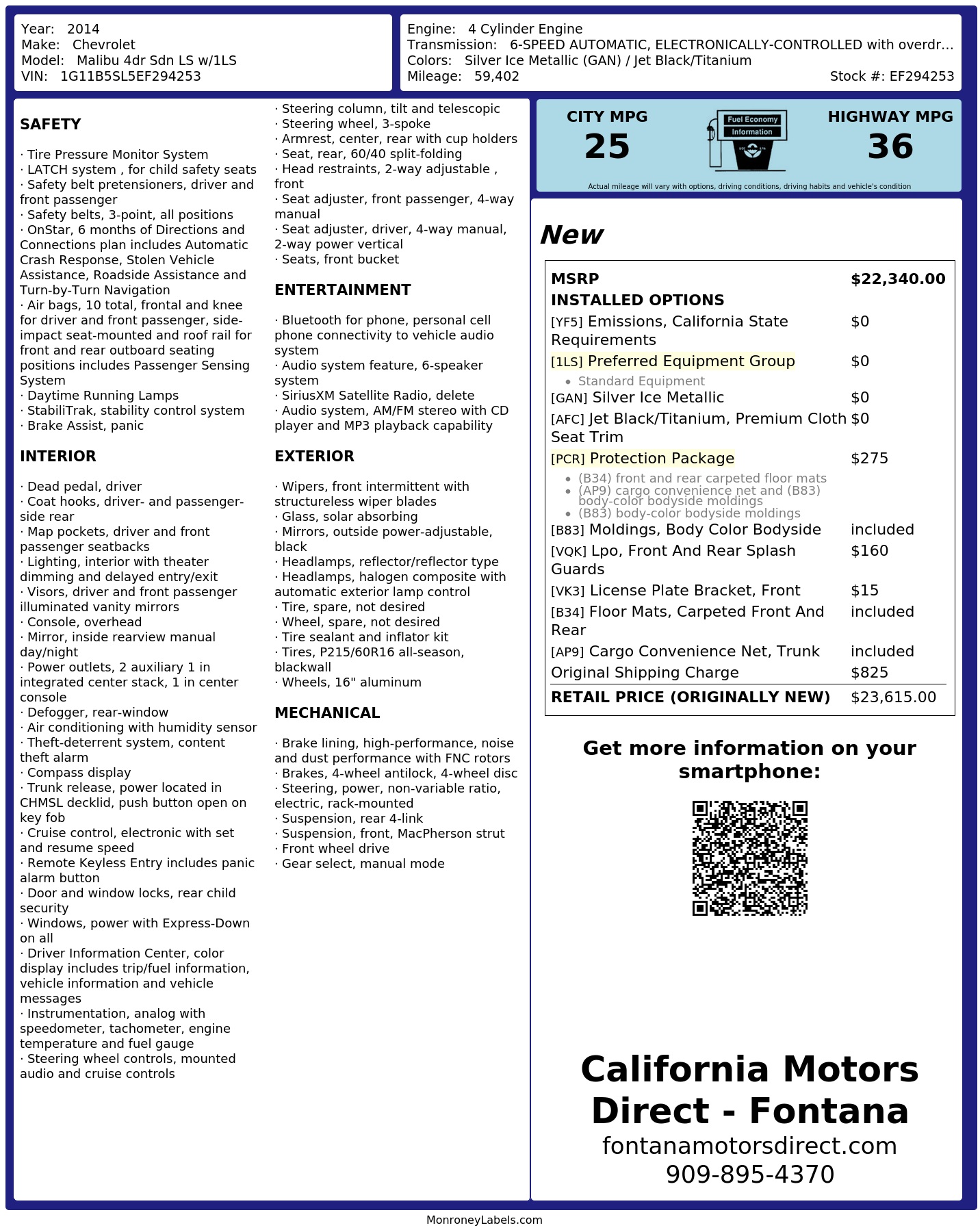 Monroney Label