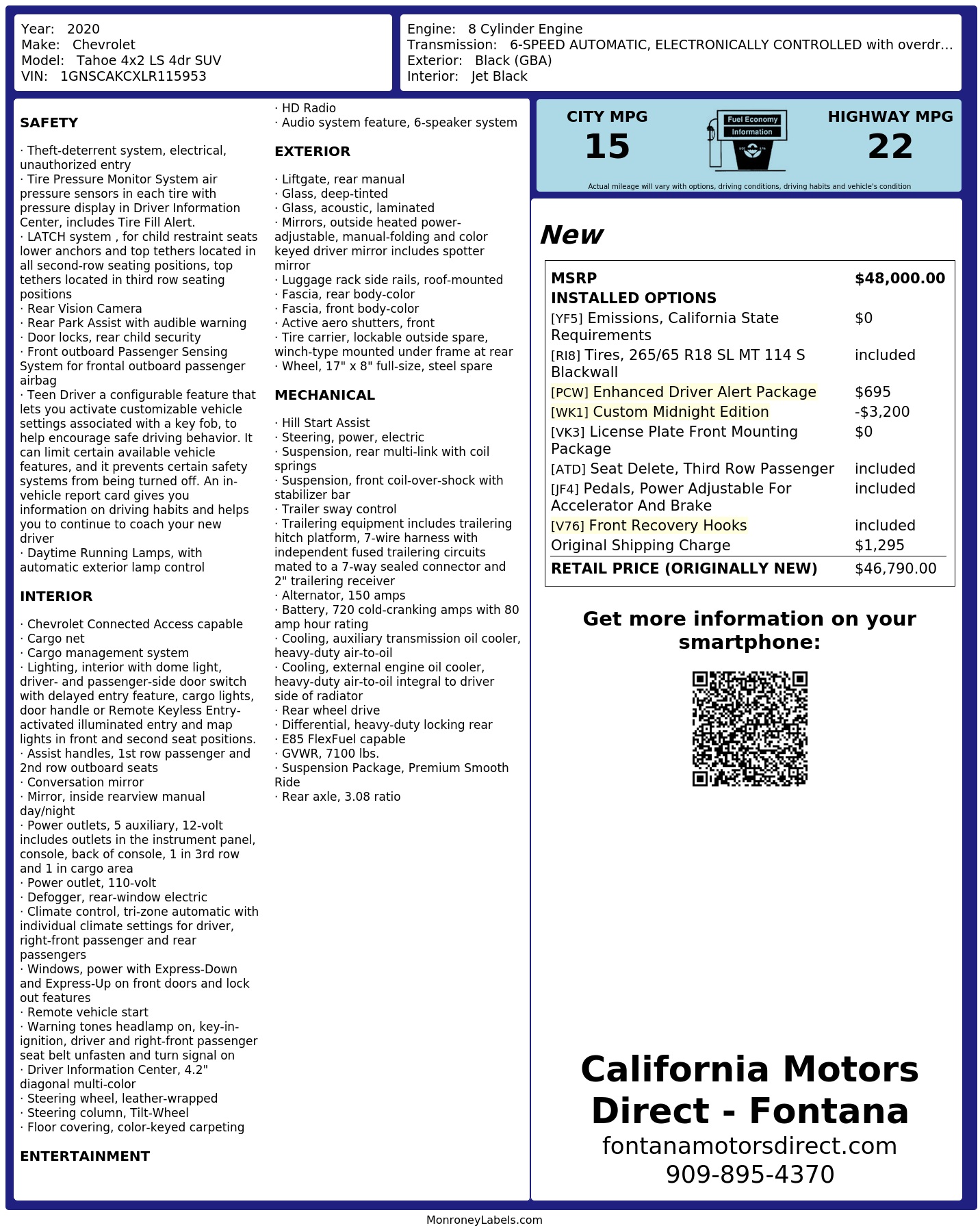 Monroney Label