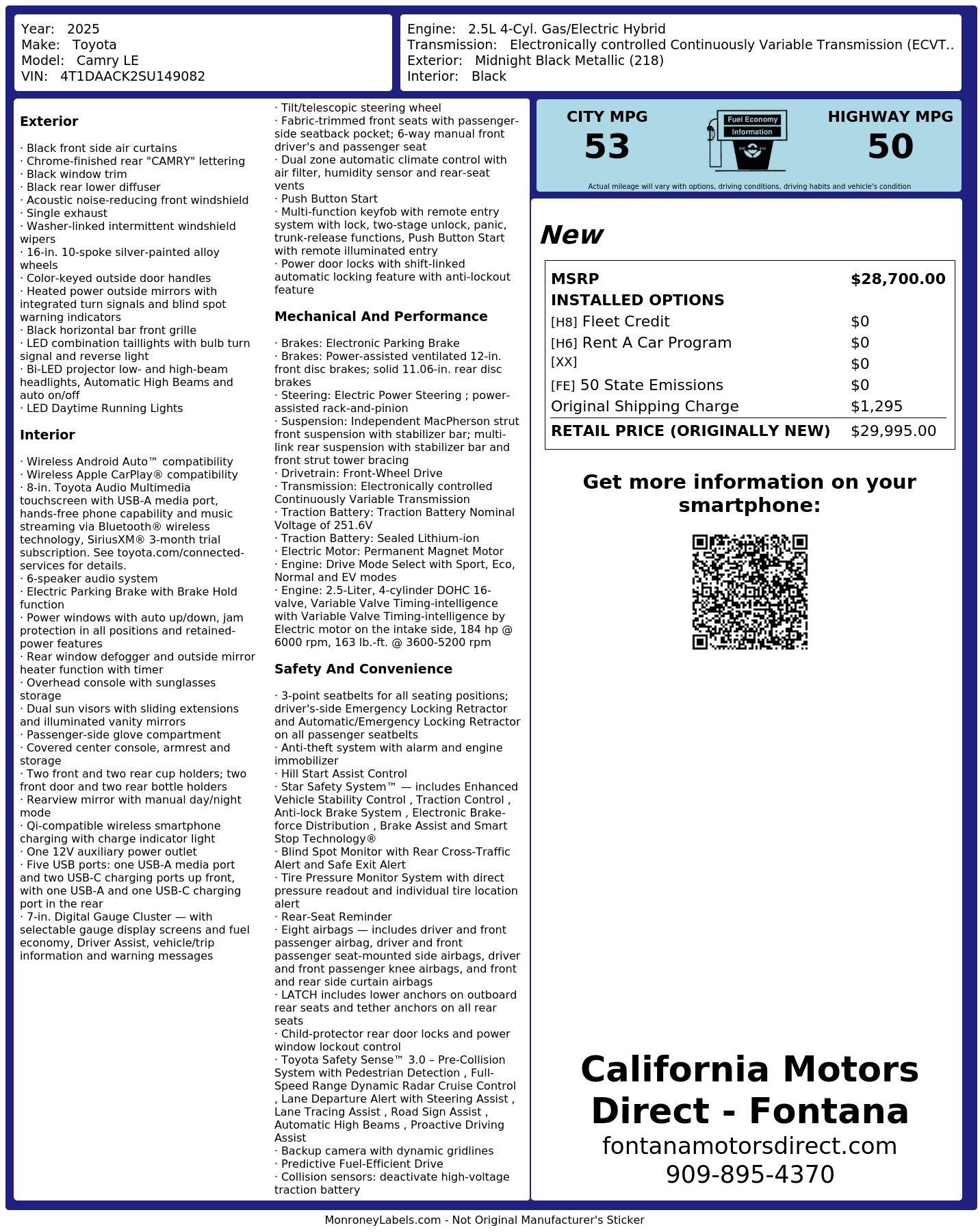 Monroney Label