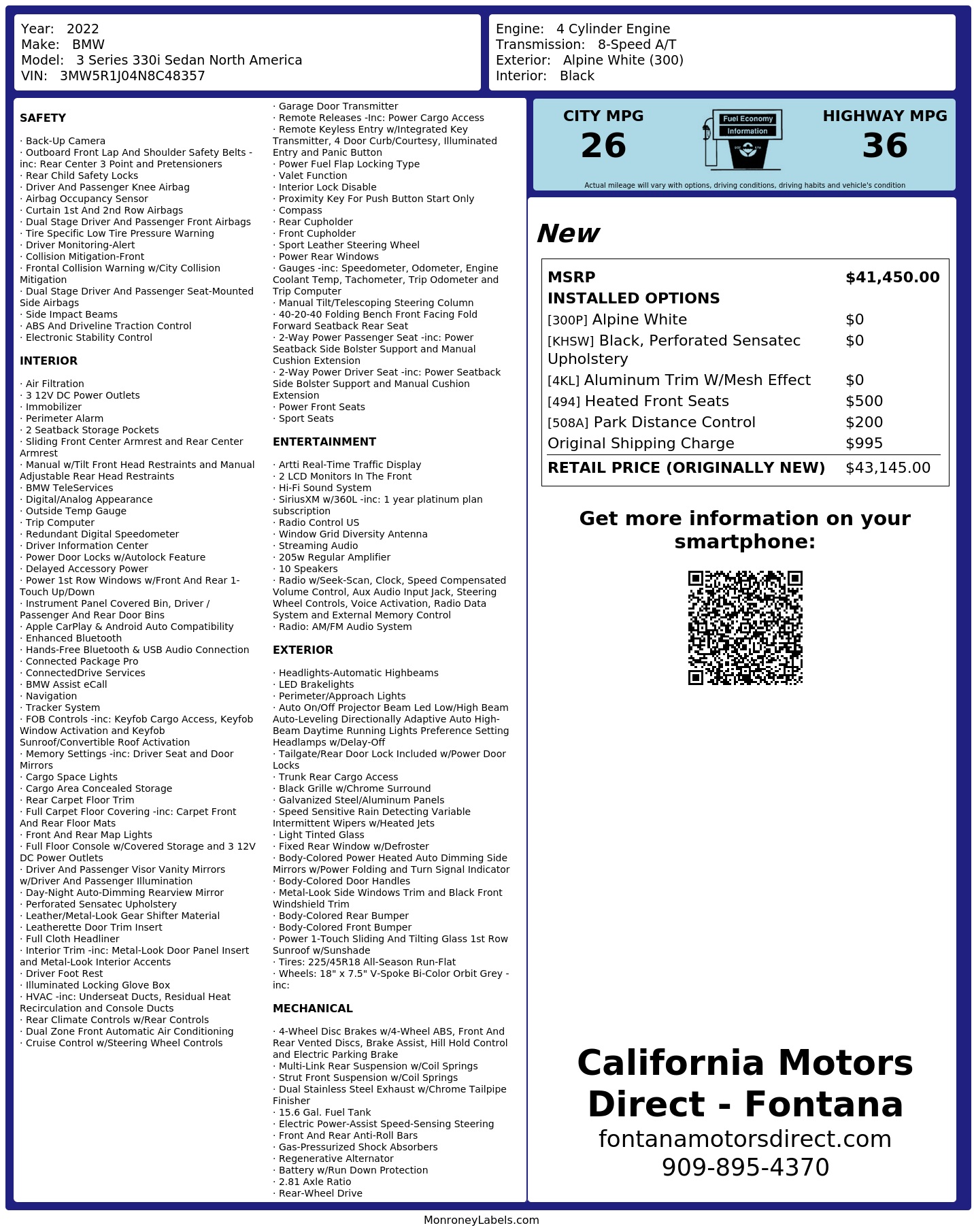 Monroney Label