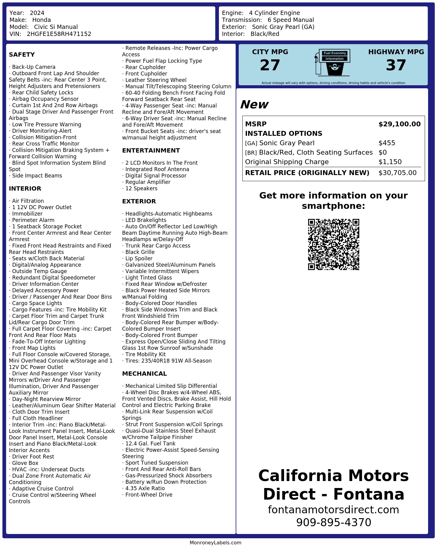Monroney Label