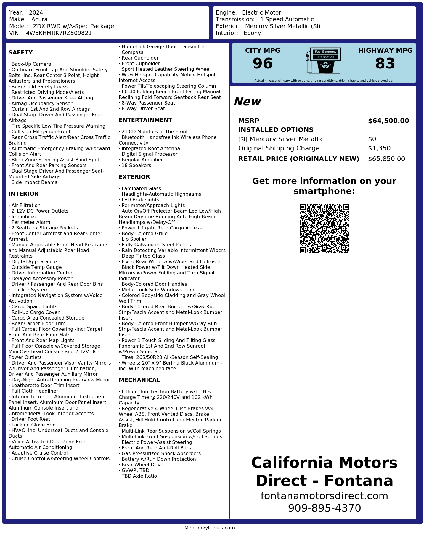 Monroney Label