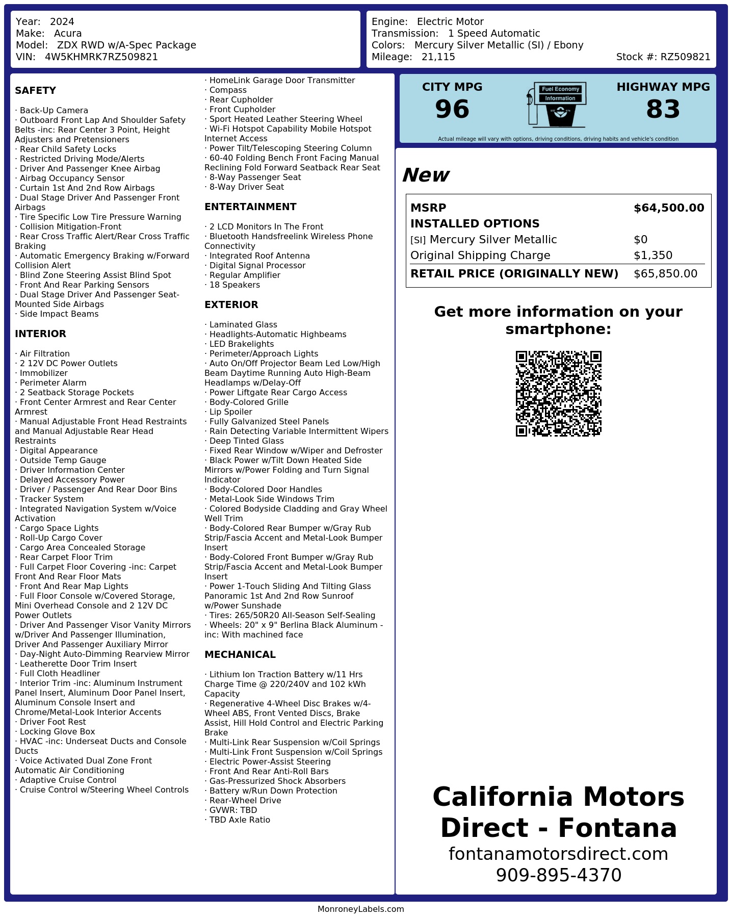 Monroney Label