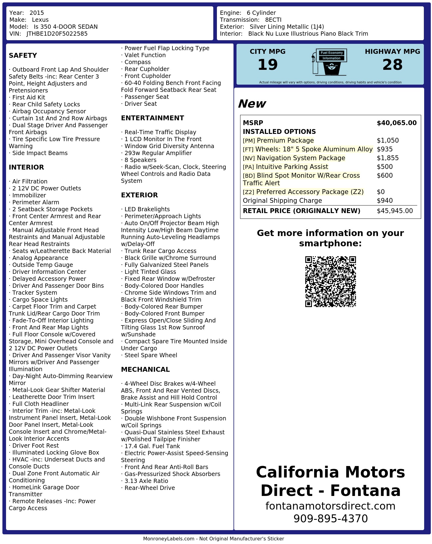Monroney Label
