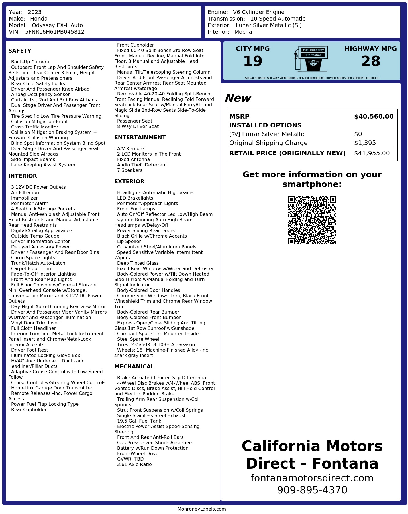 Monroney Label