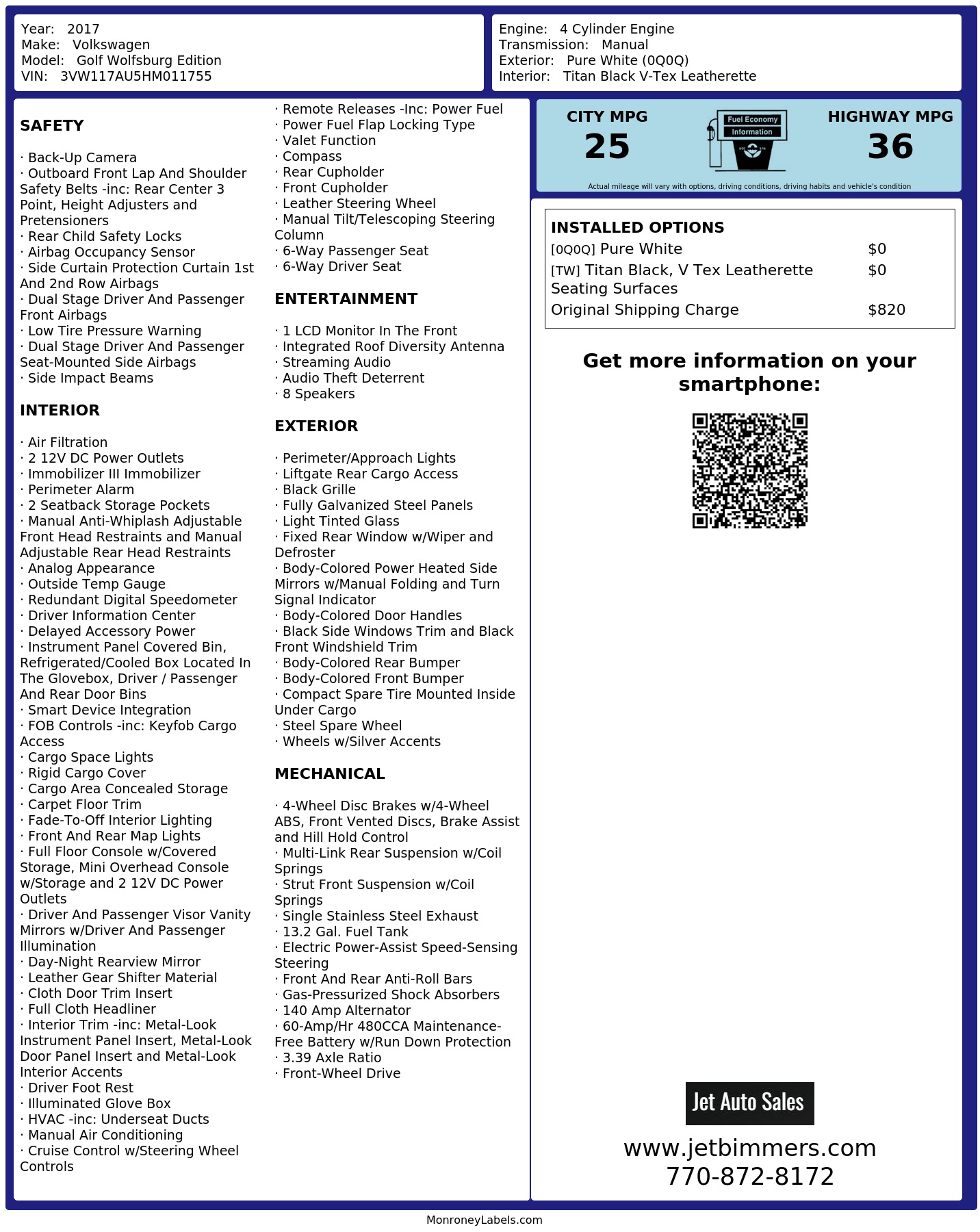 Monroney Label