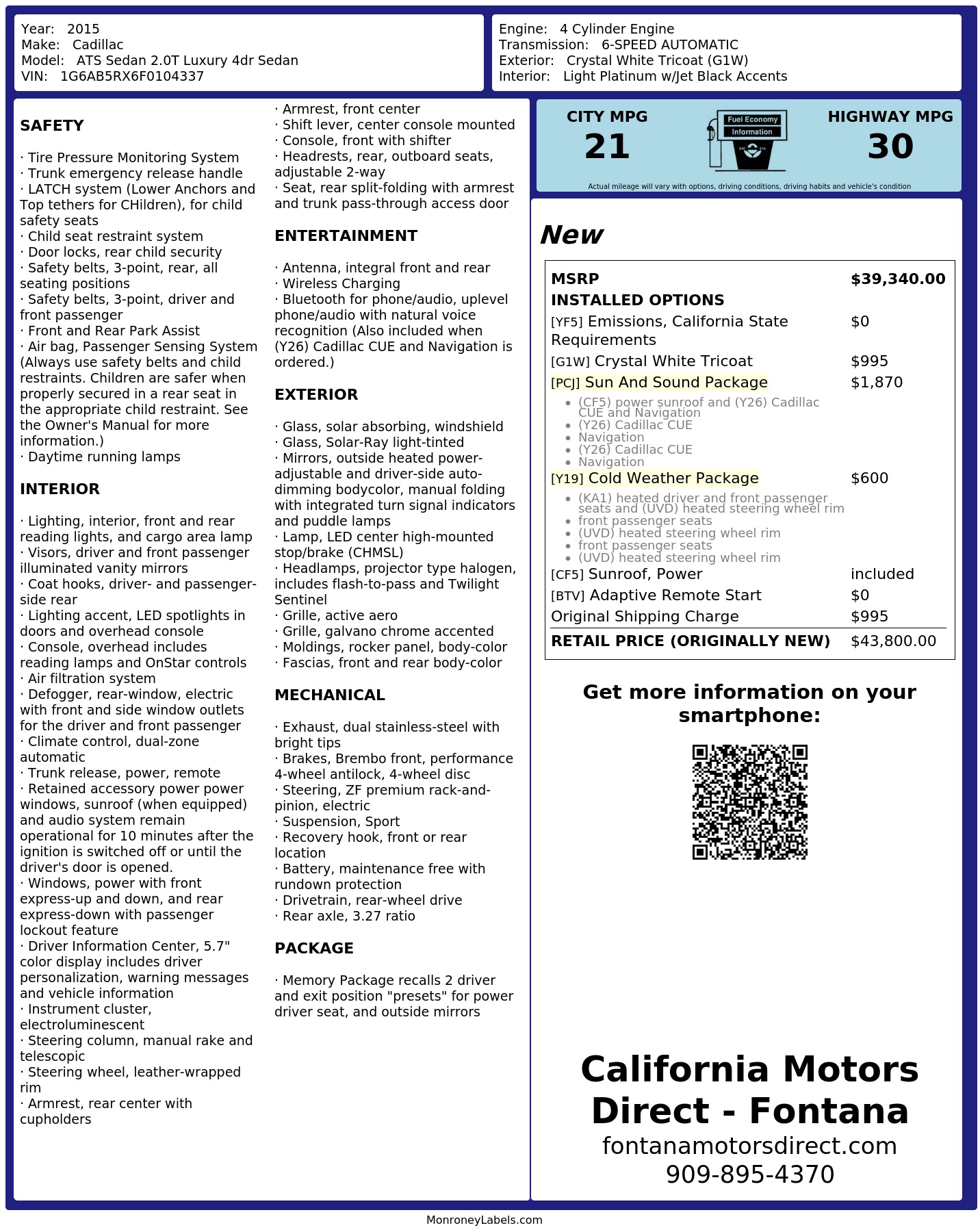 Monroney Label