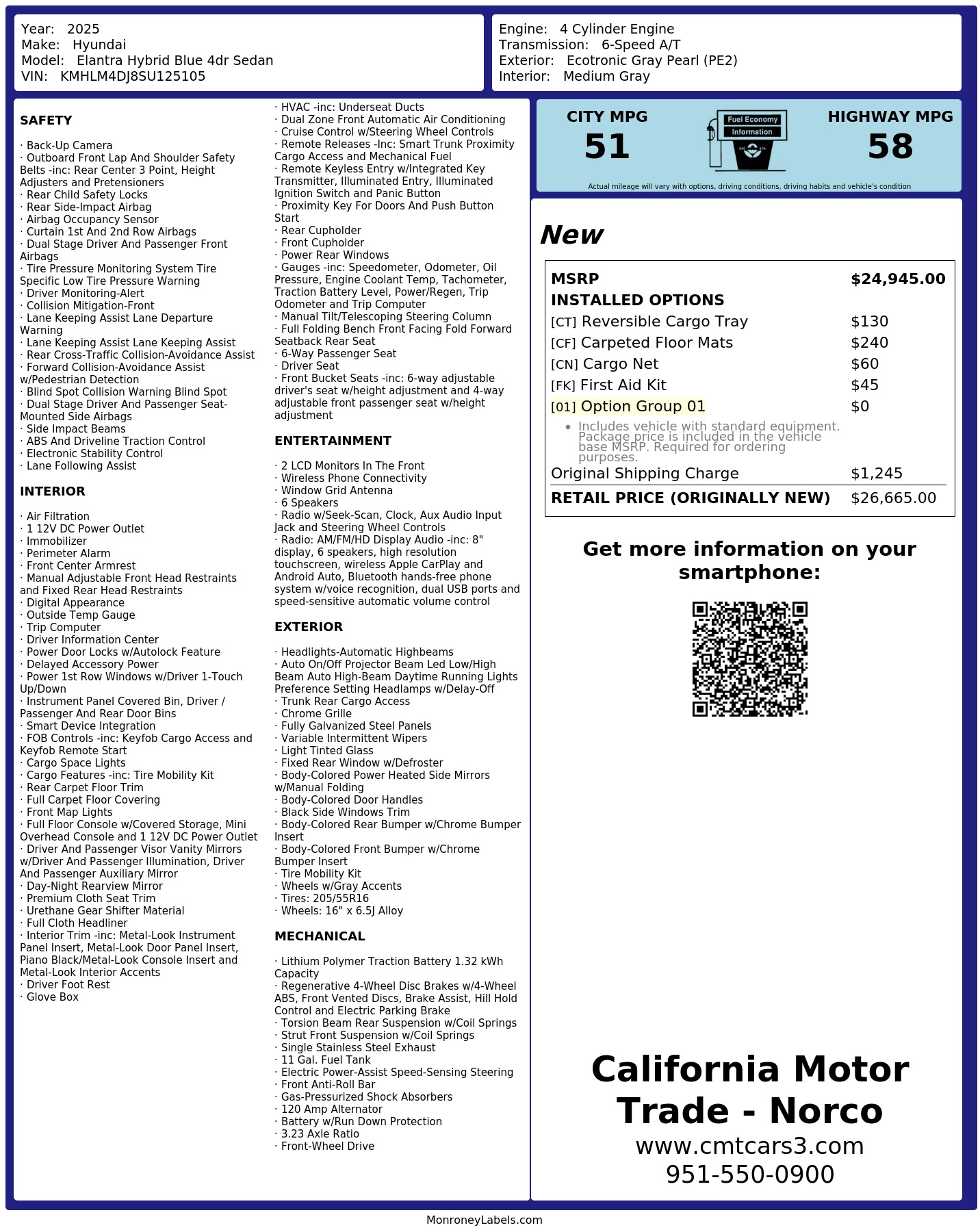 Monroney Label