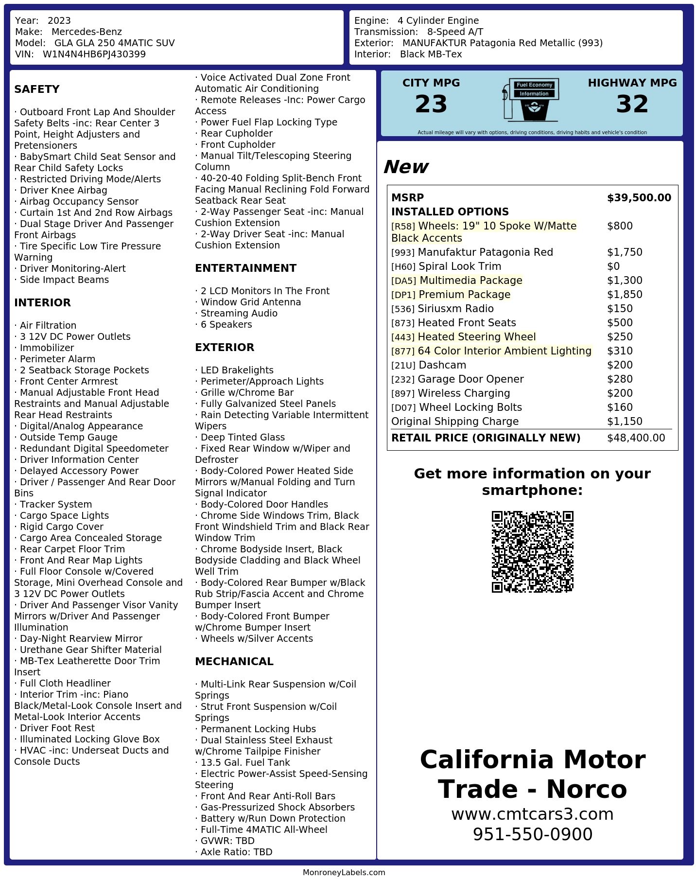 Monroney Label