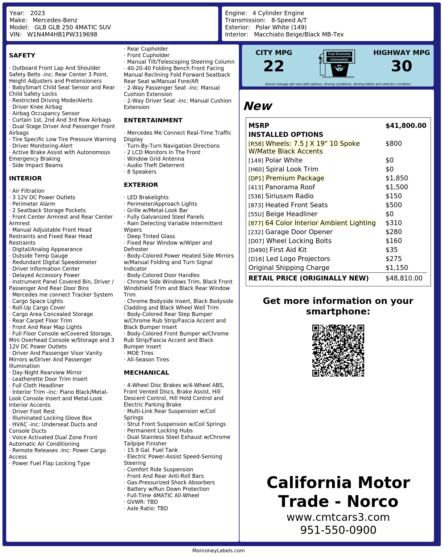 Monroney Label