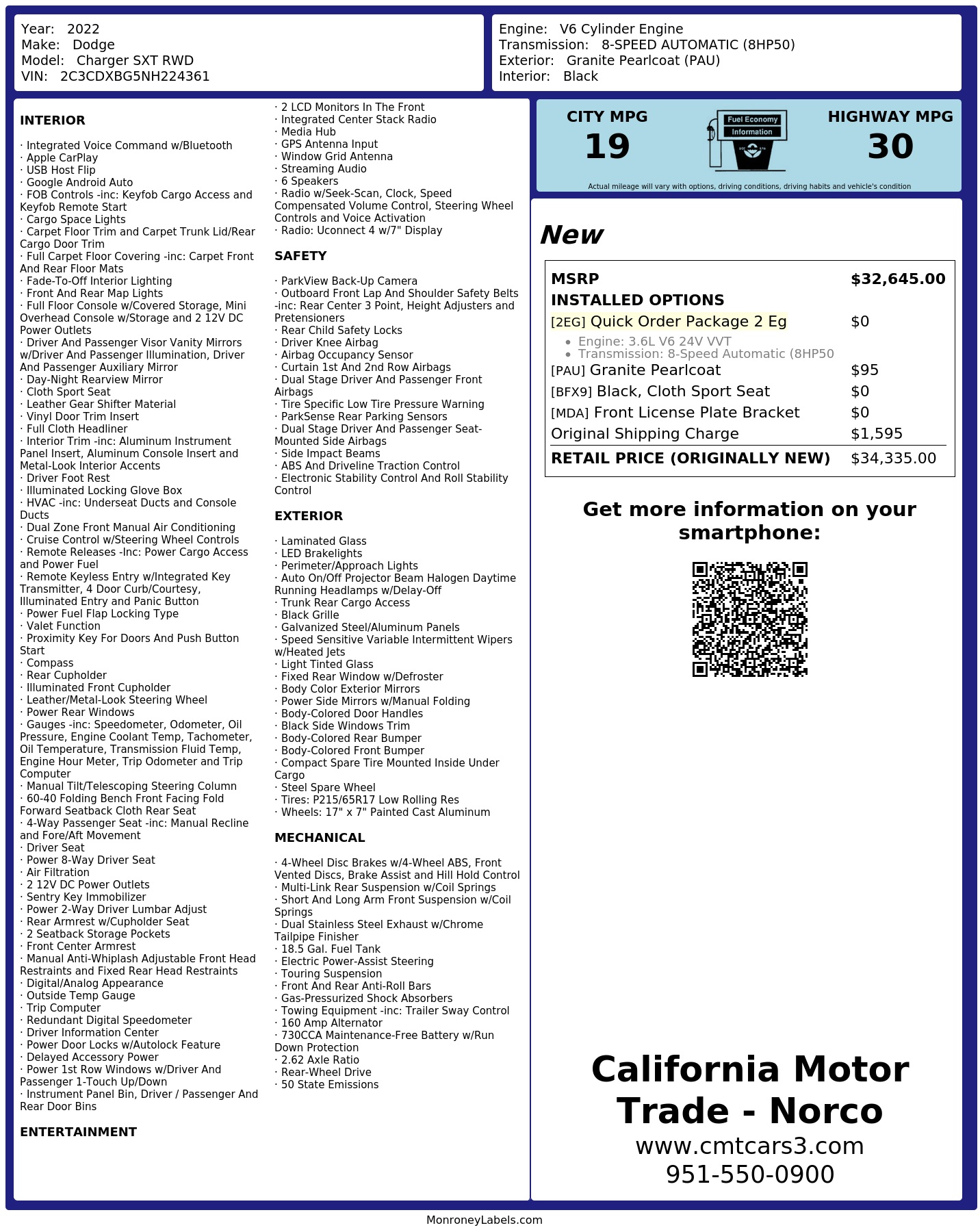 Monroney Label