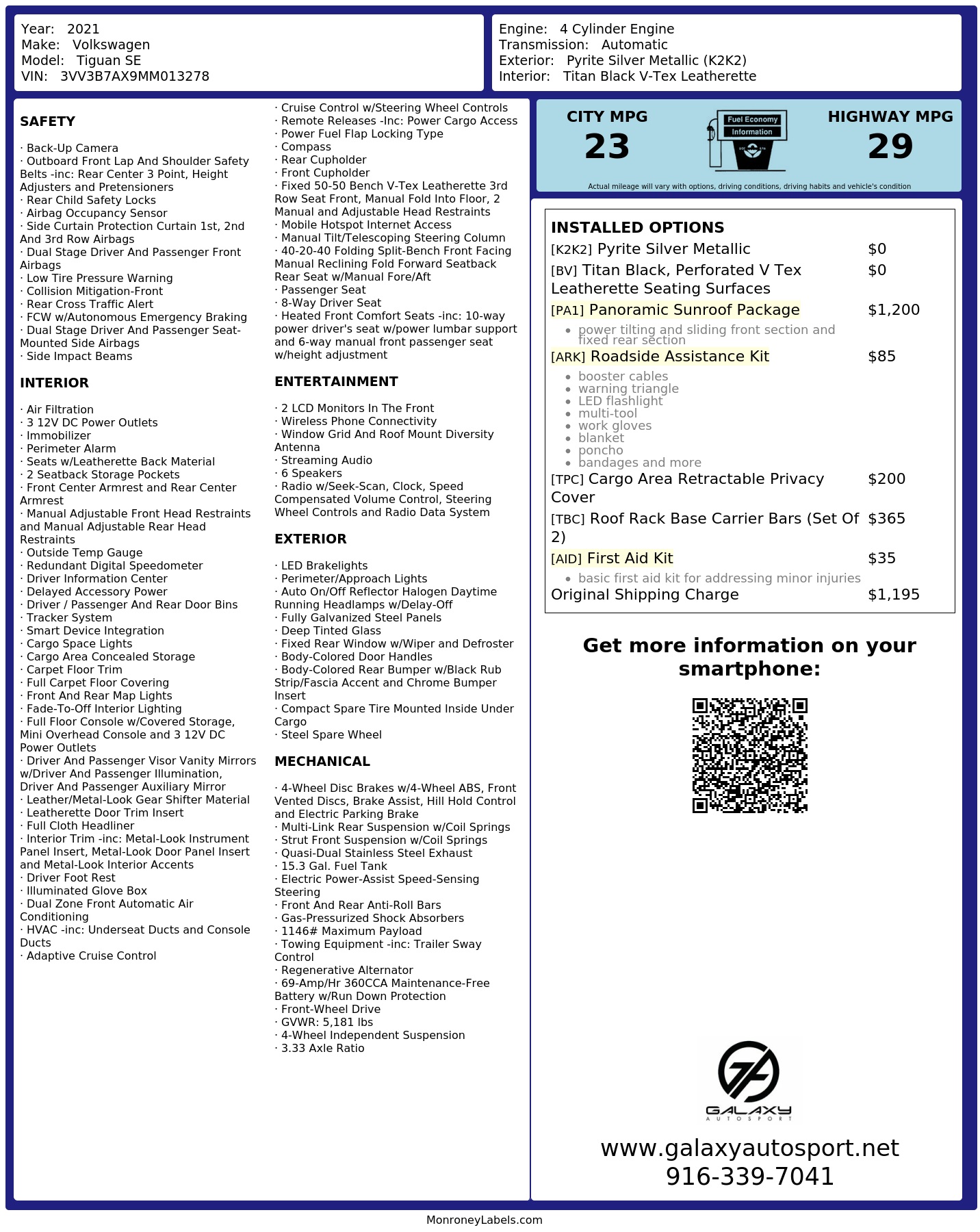 Monroney Label