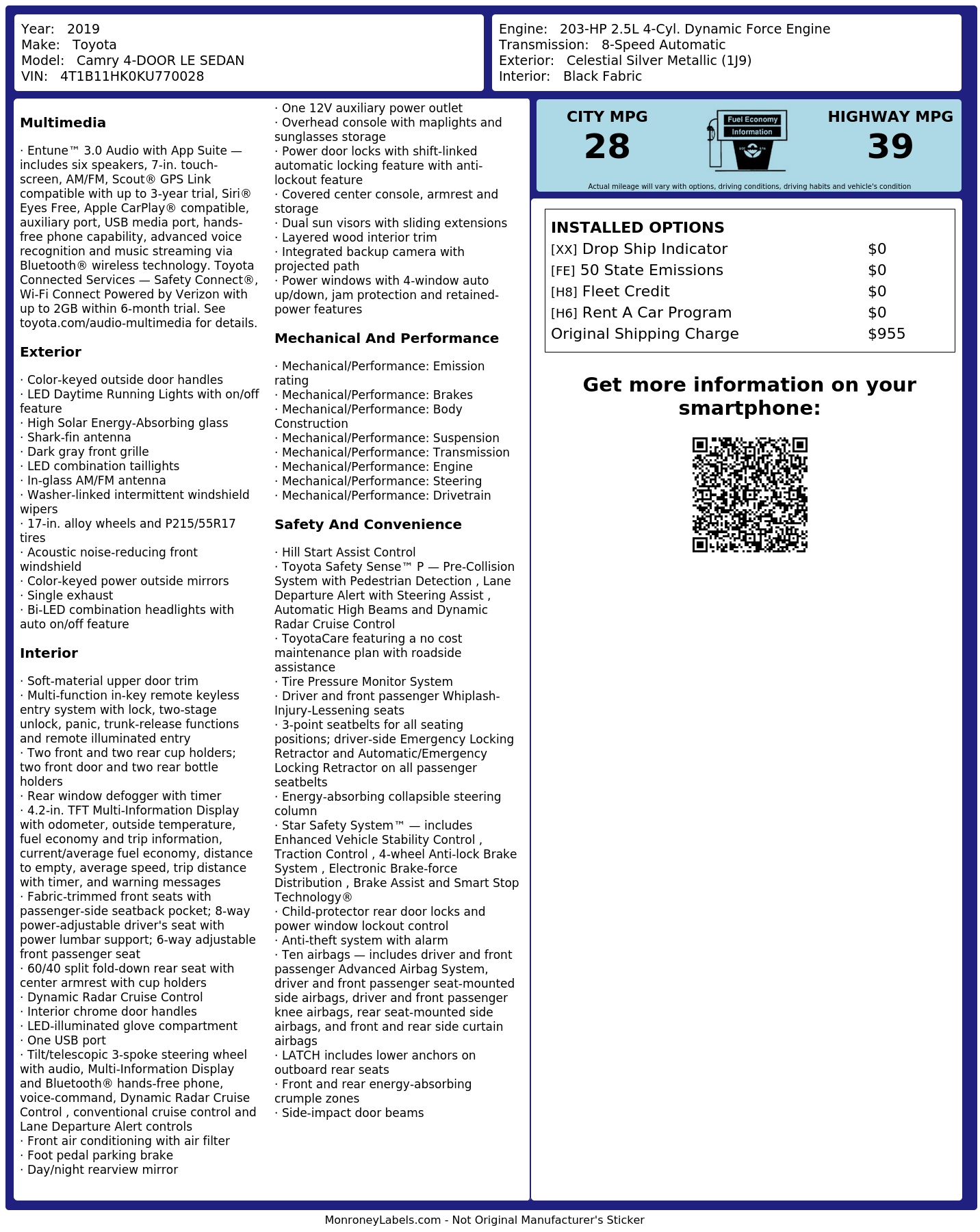 Monroney Label