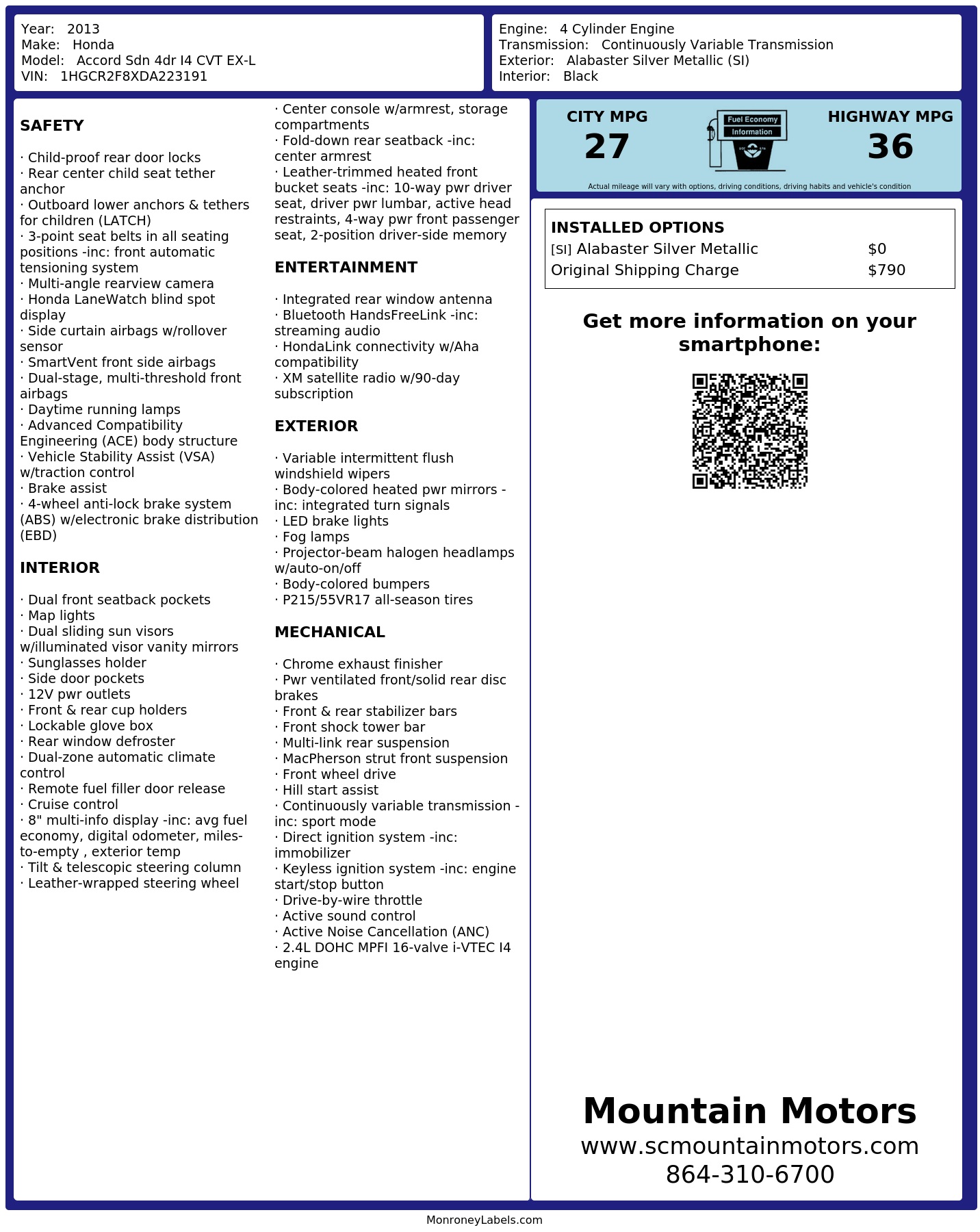 Monroney Label