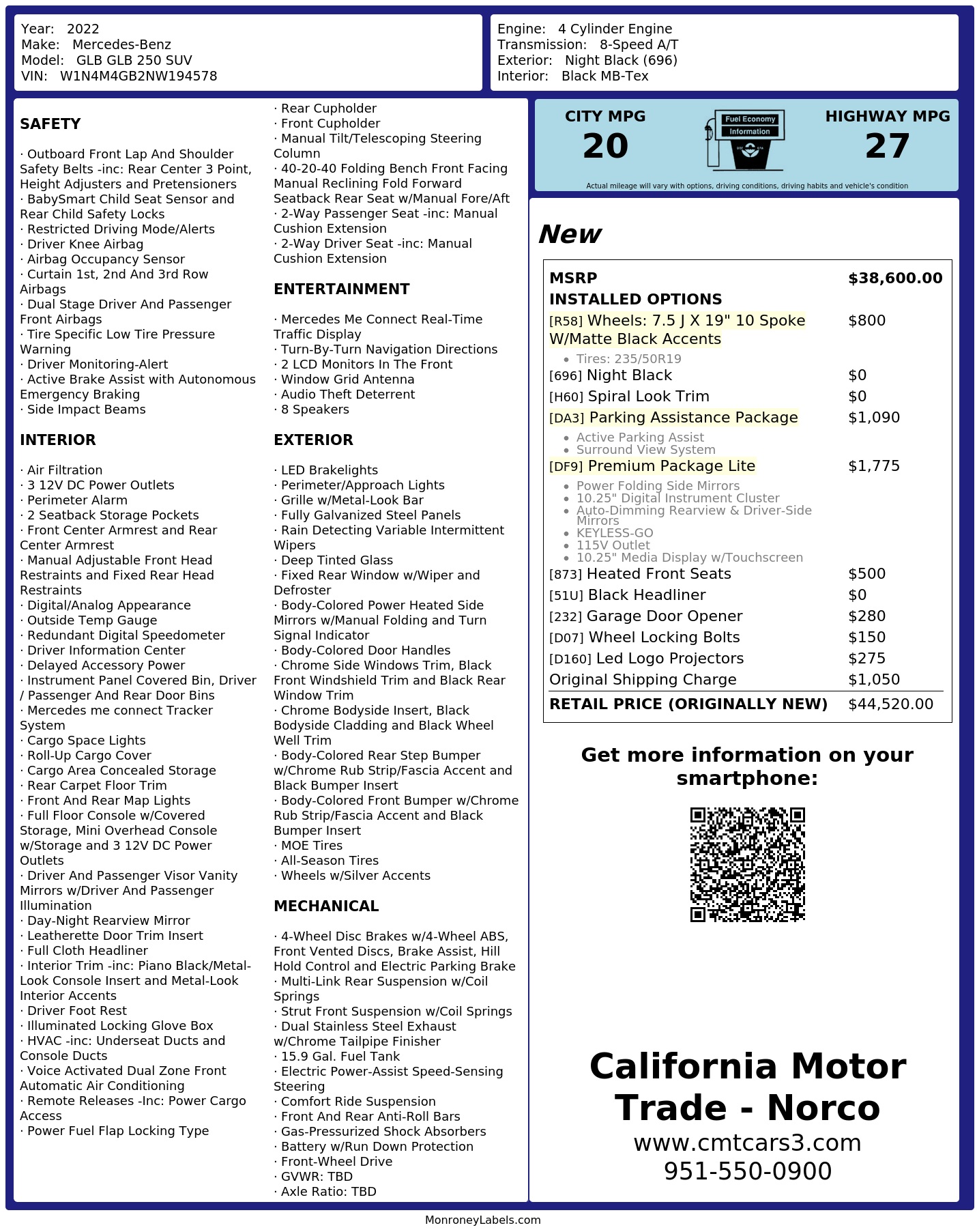 Monroney Label