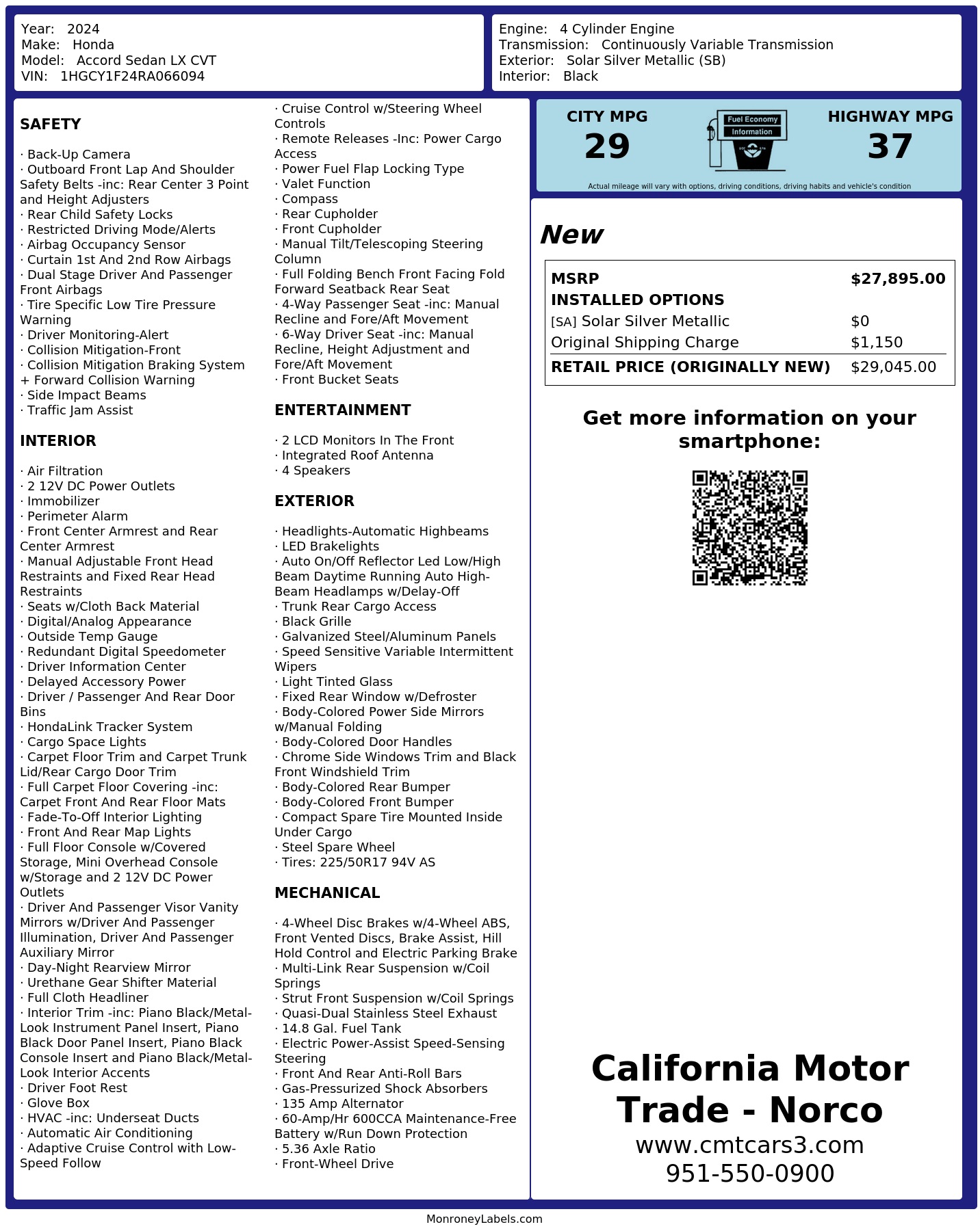 Monroney Label