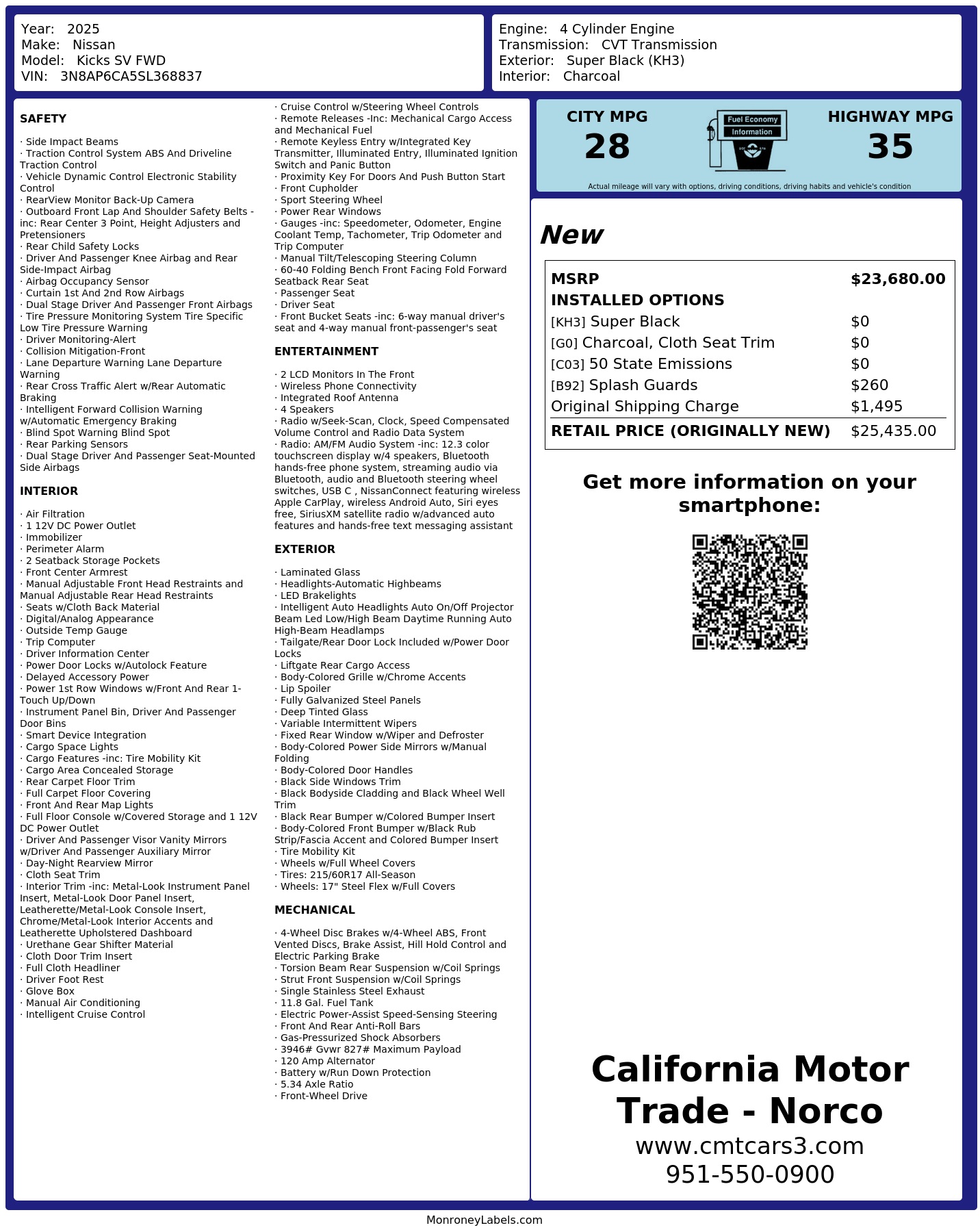 Monroney Label