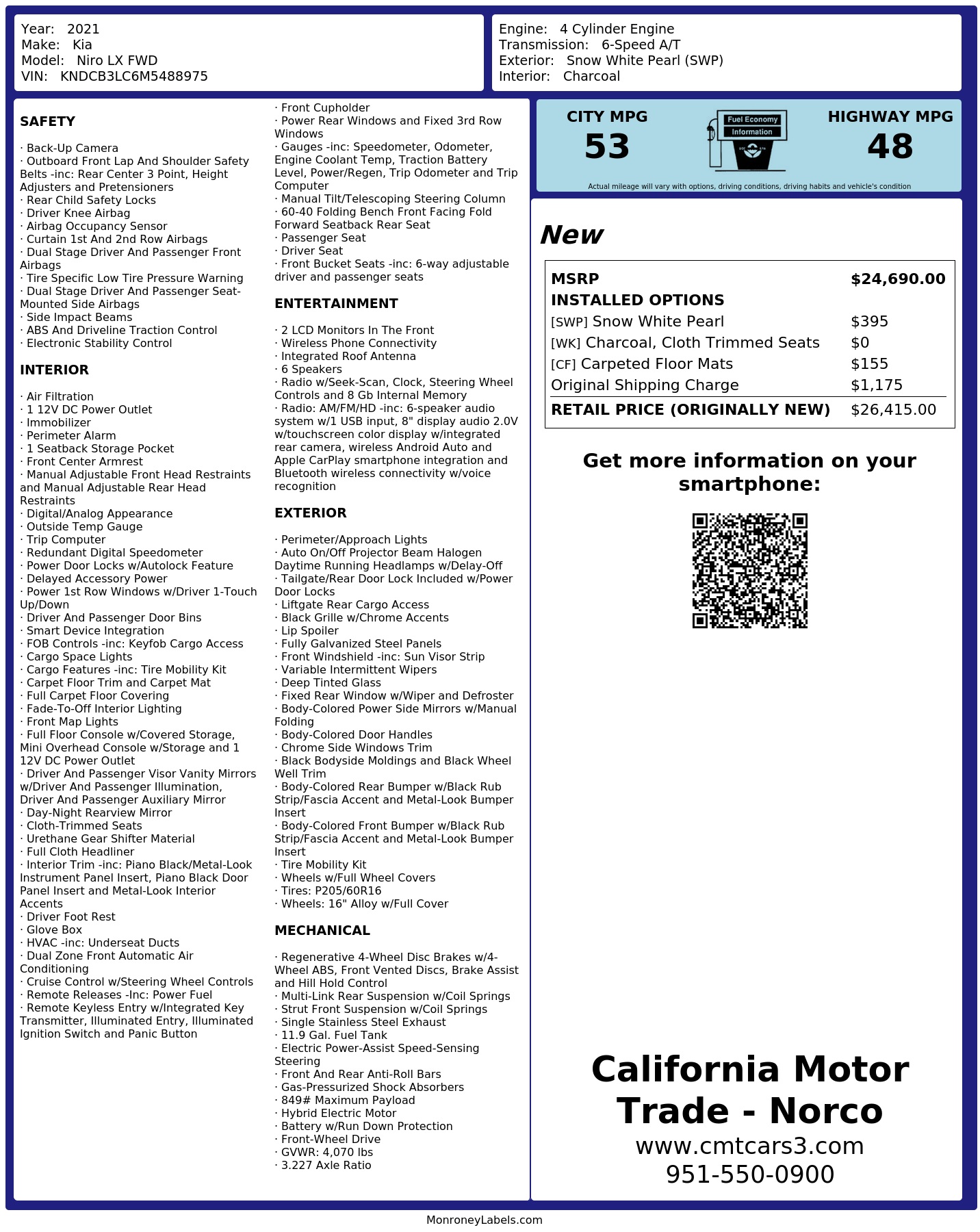 Monroney Label