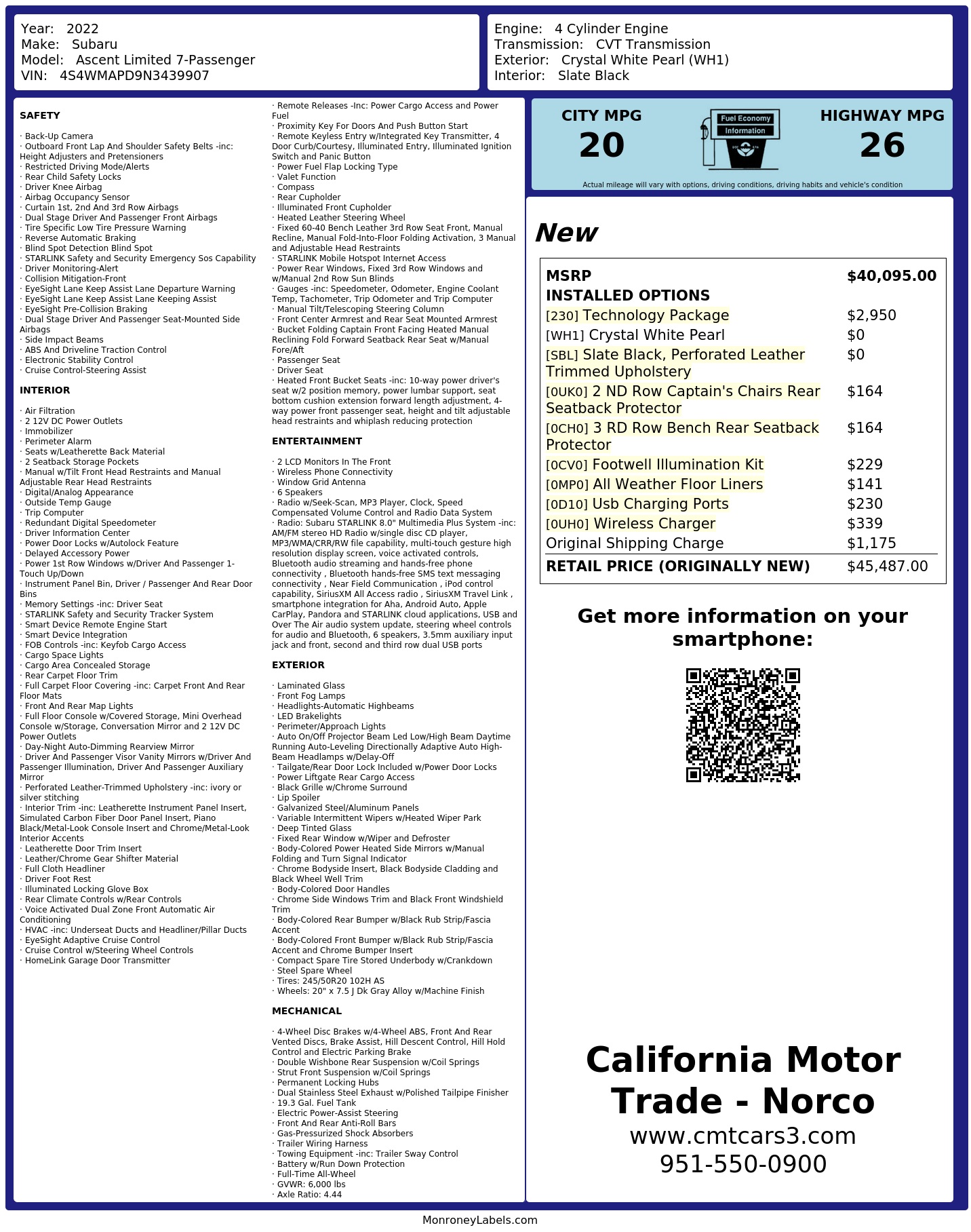 Monroney Label