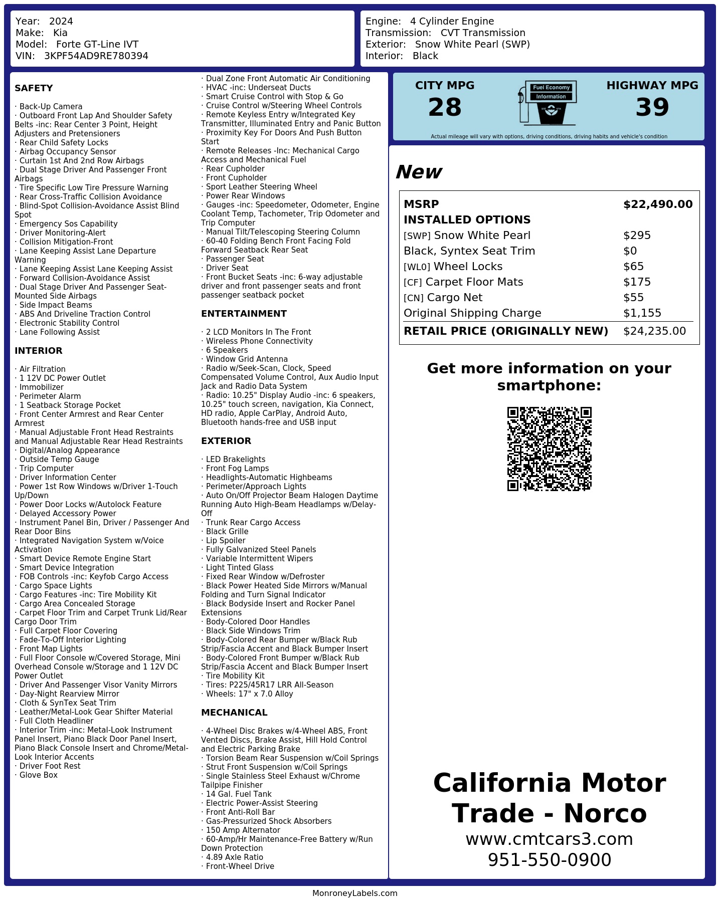 Monroney Label