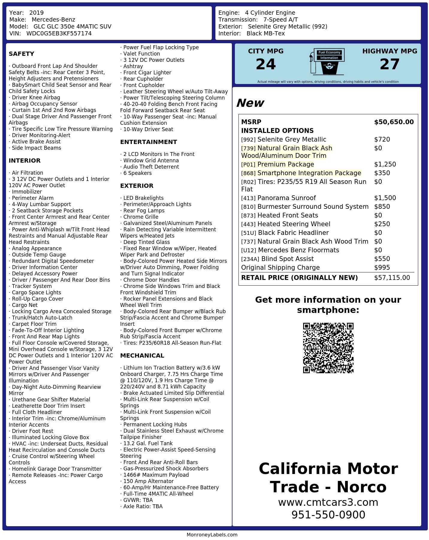 Monroney Label